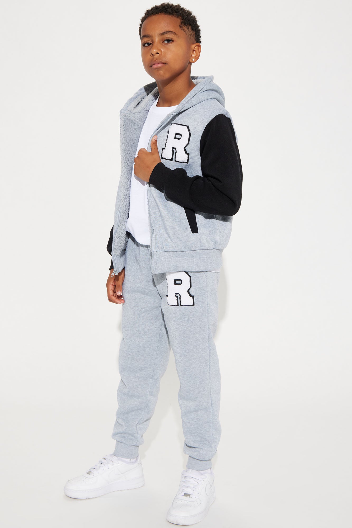 Mini Ridah Matching Pant Set - Heather Grey