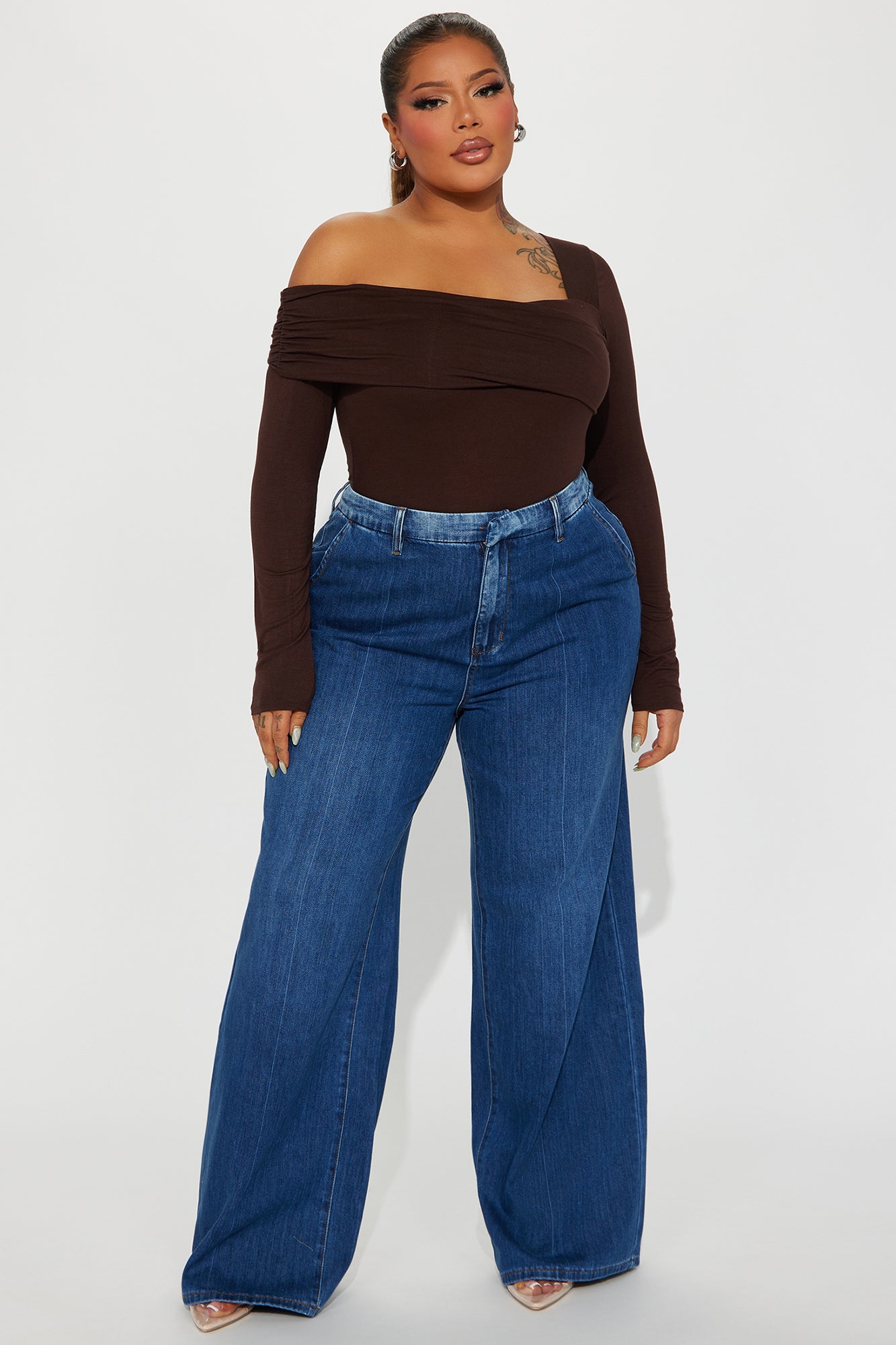 Gia One Shoulder Bodysuit - Brown