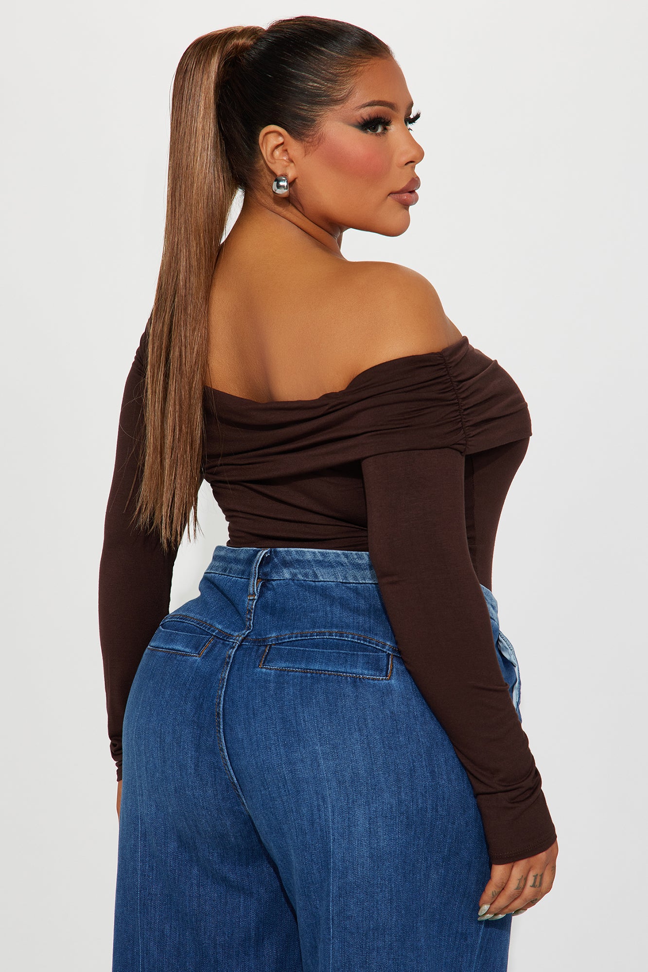 Gia One Shoulder Bodysuit - Brown