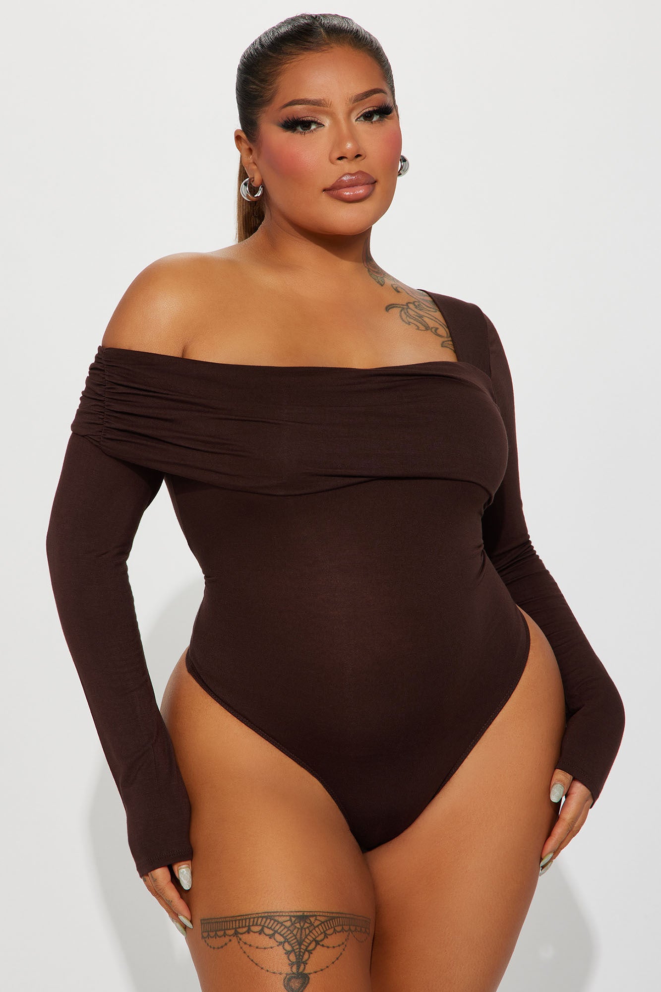 Gia One Shoulder Bodysuit - Brown