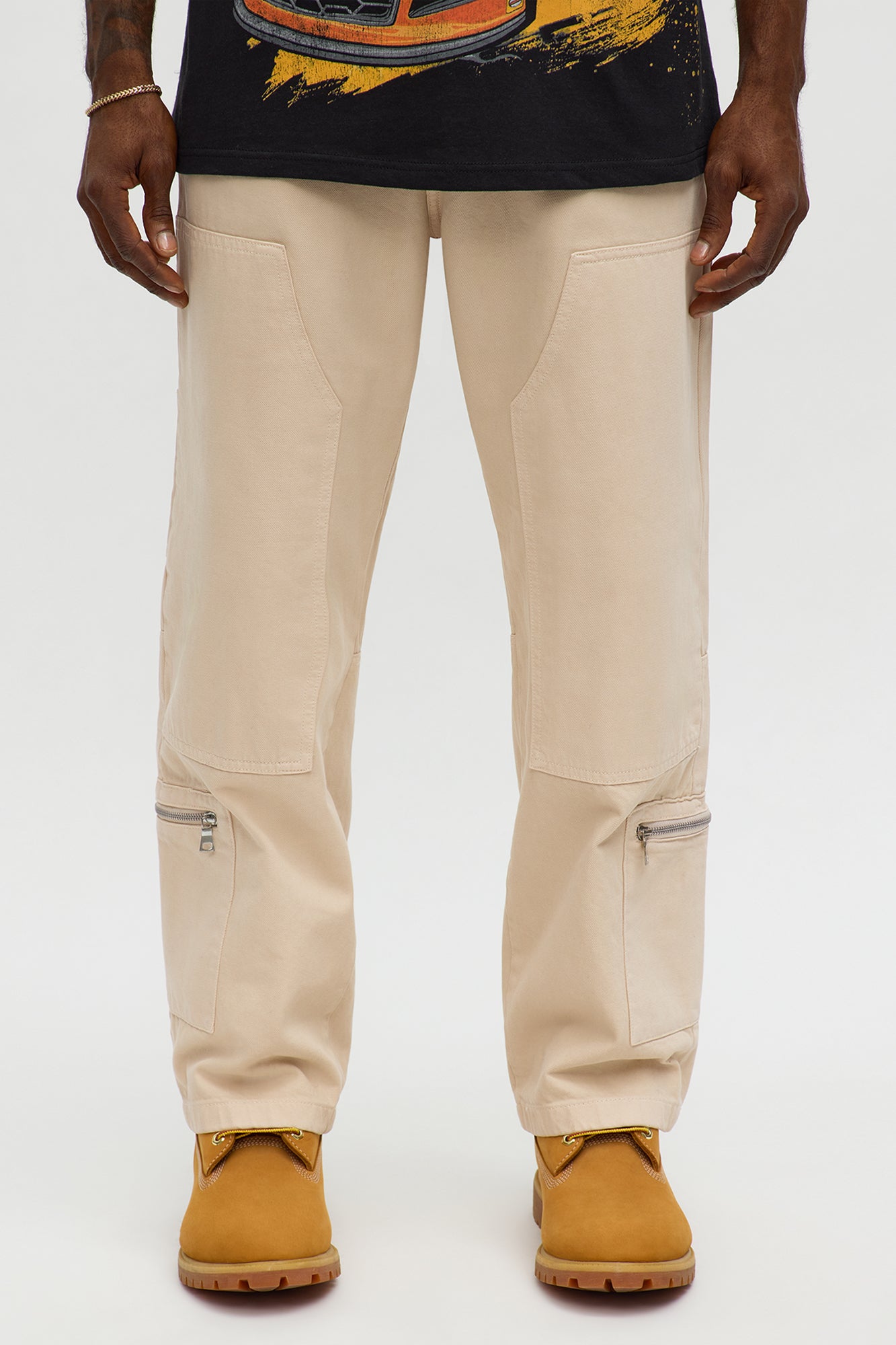 Baggy Zipper Carpenter Pant - Khaki