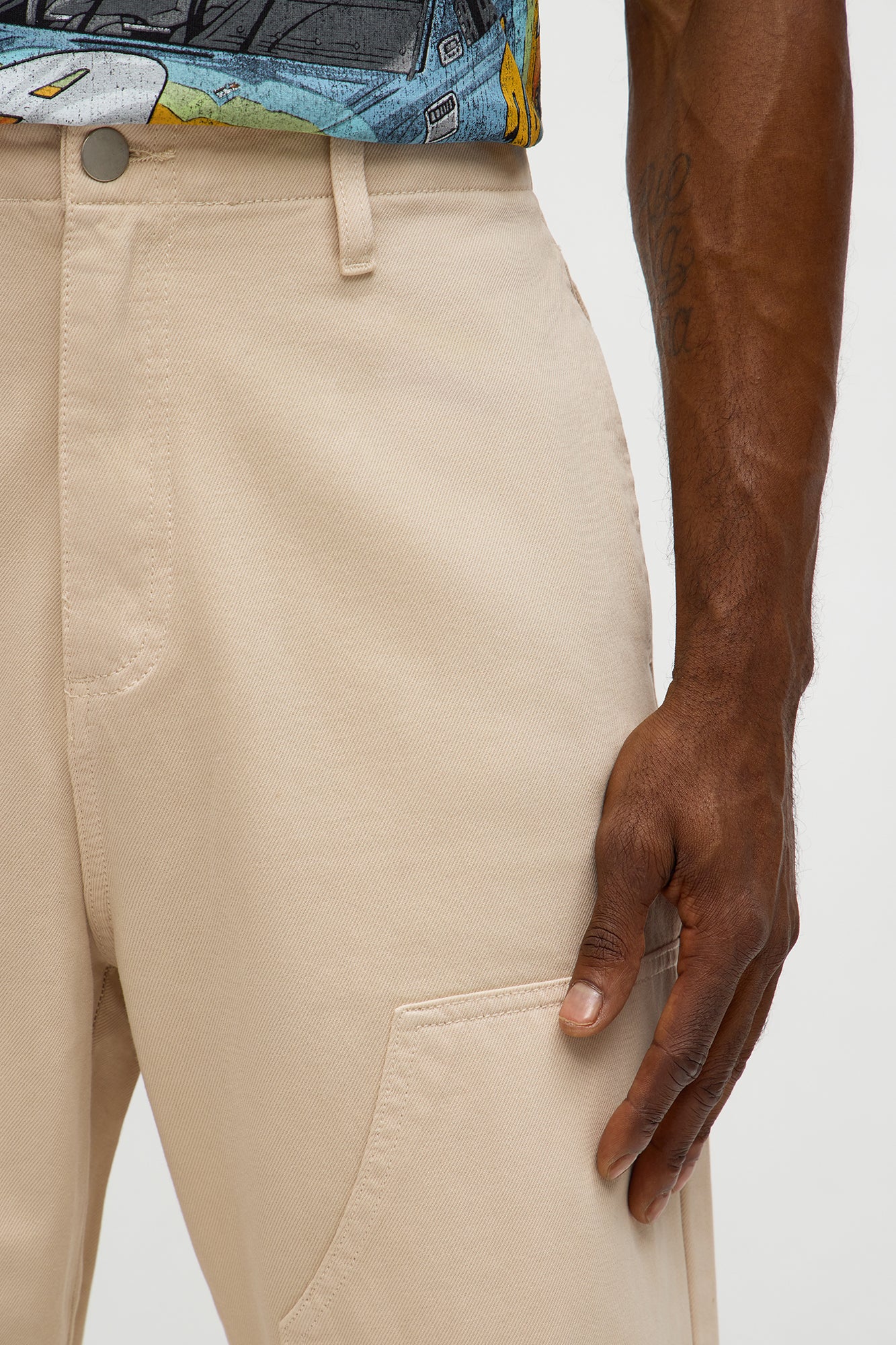 Baggy Zipper Carpenter Pant - Khaki