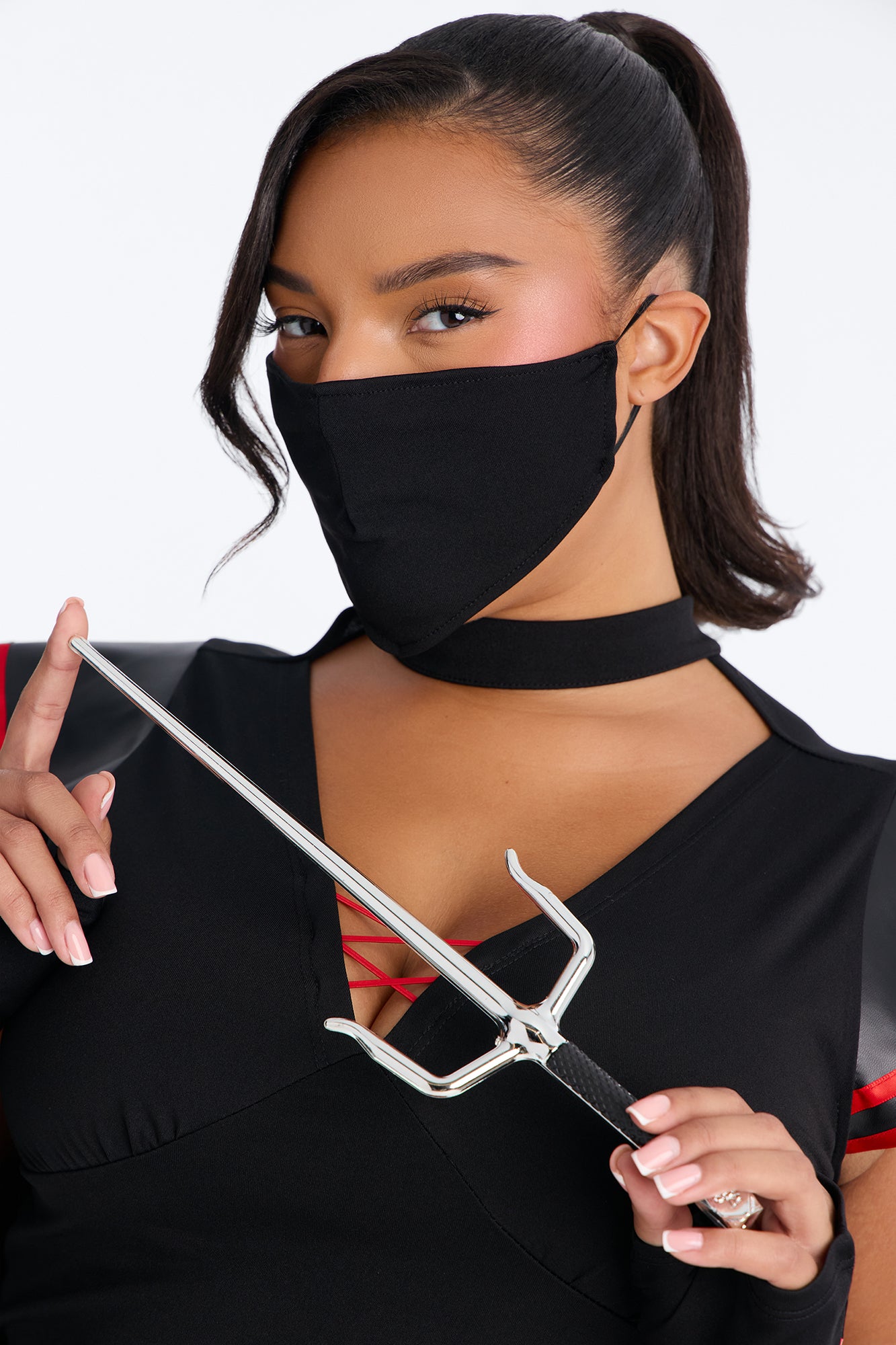 Elusive Ninja Babe 7 Piece Costume Set - Black/Red