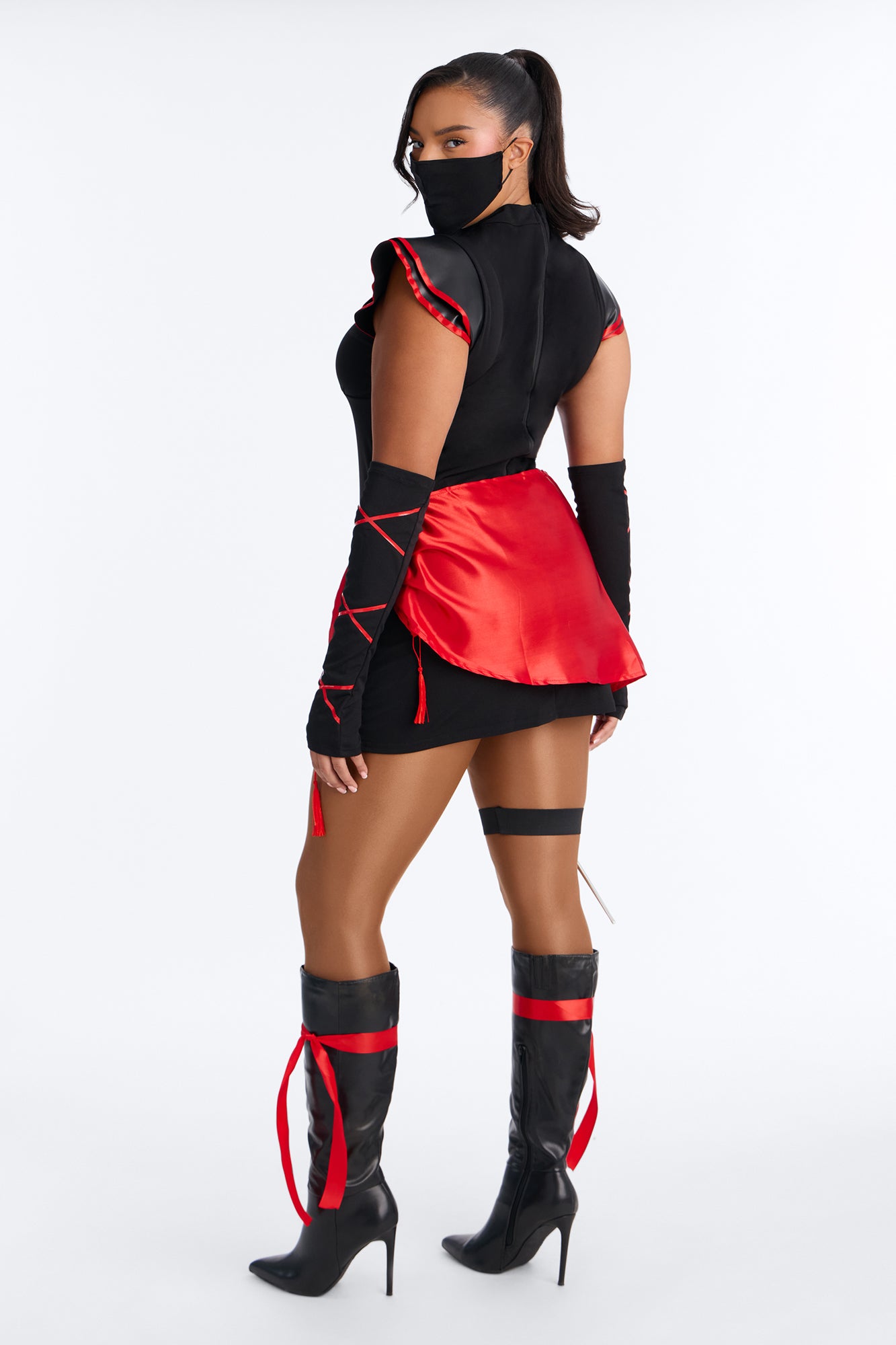 Elusive Ninja Babe 7 Piece Costume Set - Black/Red