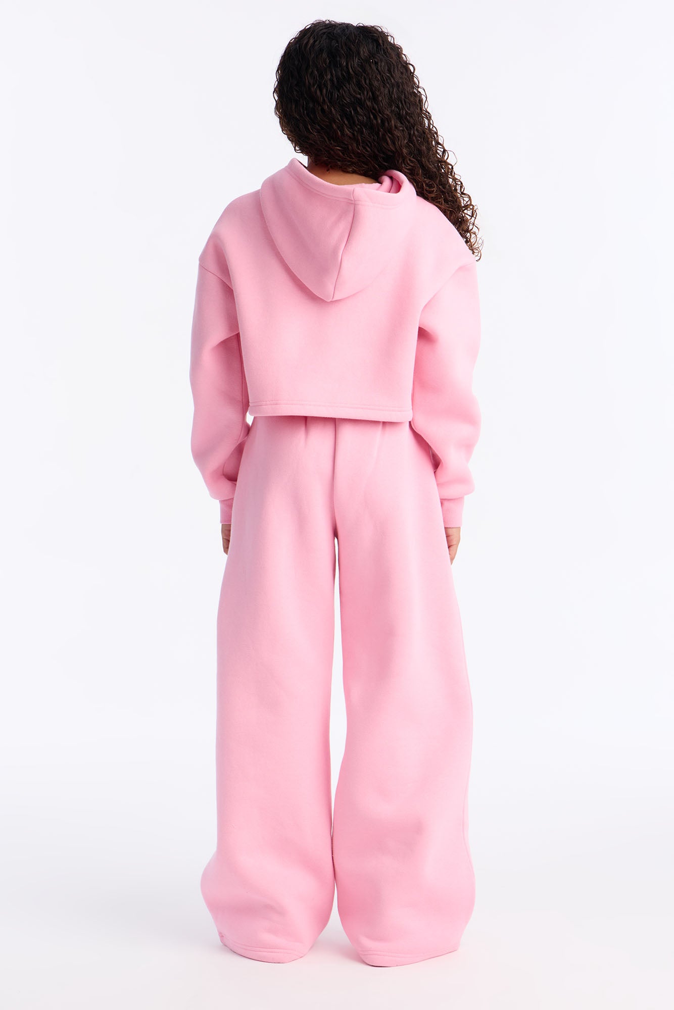 Mini Don't Sweat It Foldover Waist Fleece Pant Set - Bubblegum Pink