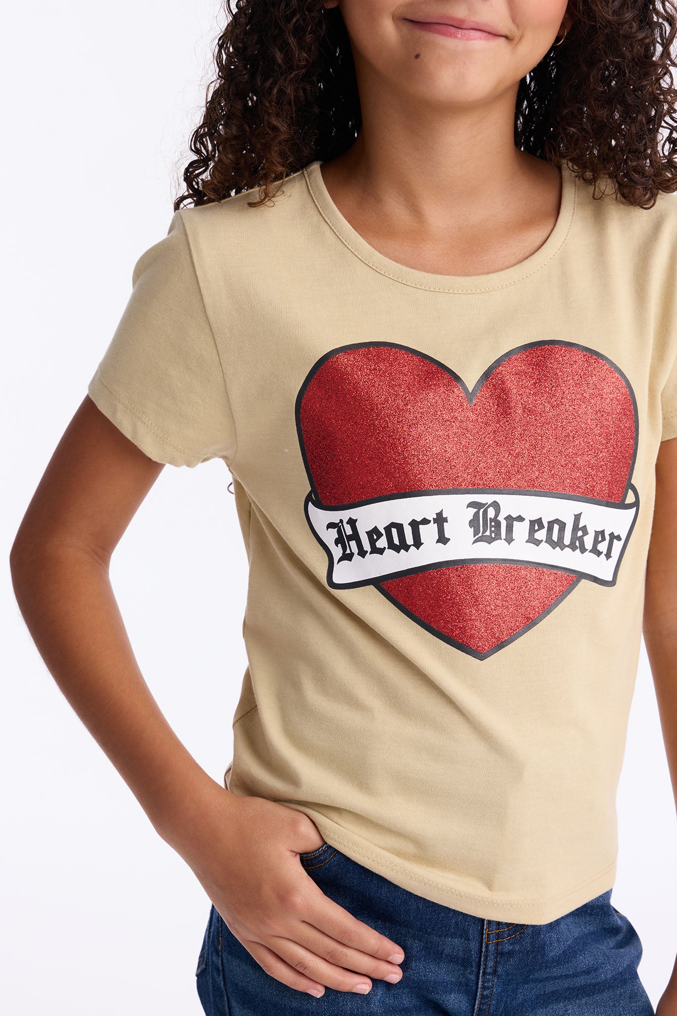 Mini Heartbreaker Flare Jean Set - Sand/combo