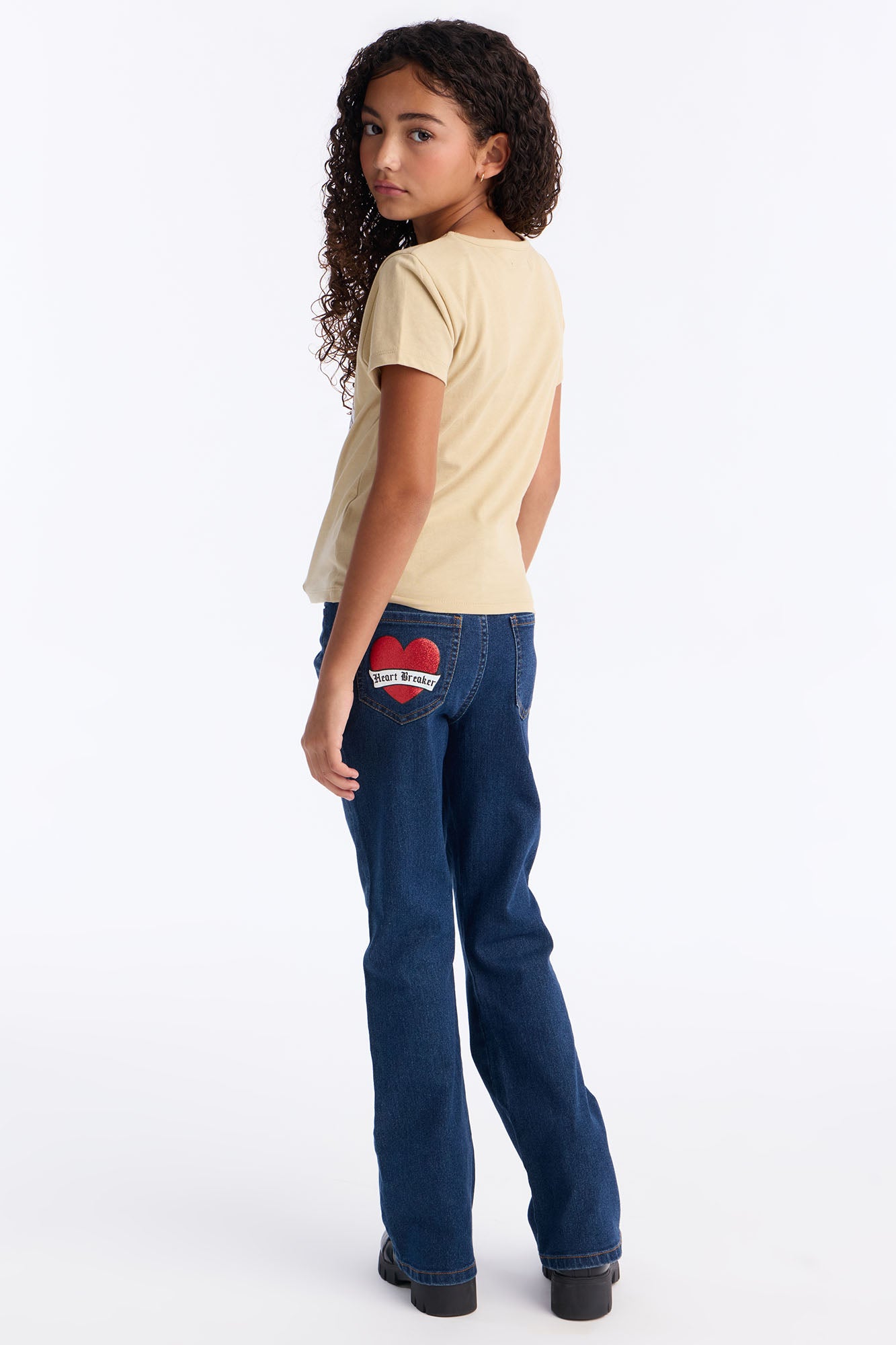 Mini Heartbreaker Flare Jean Set - Sand/combo