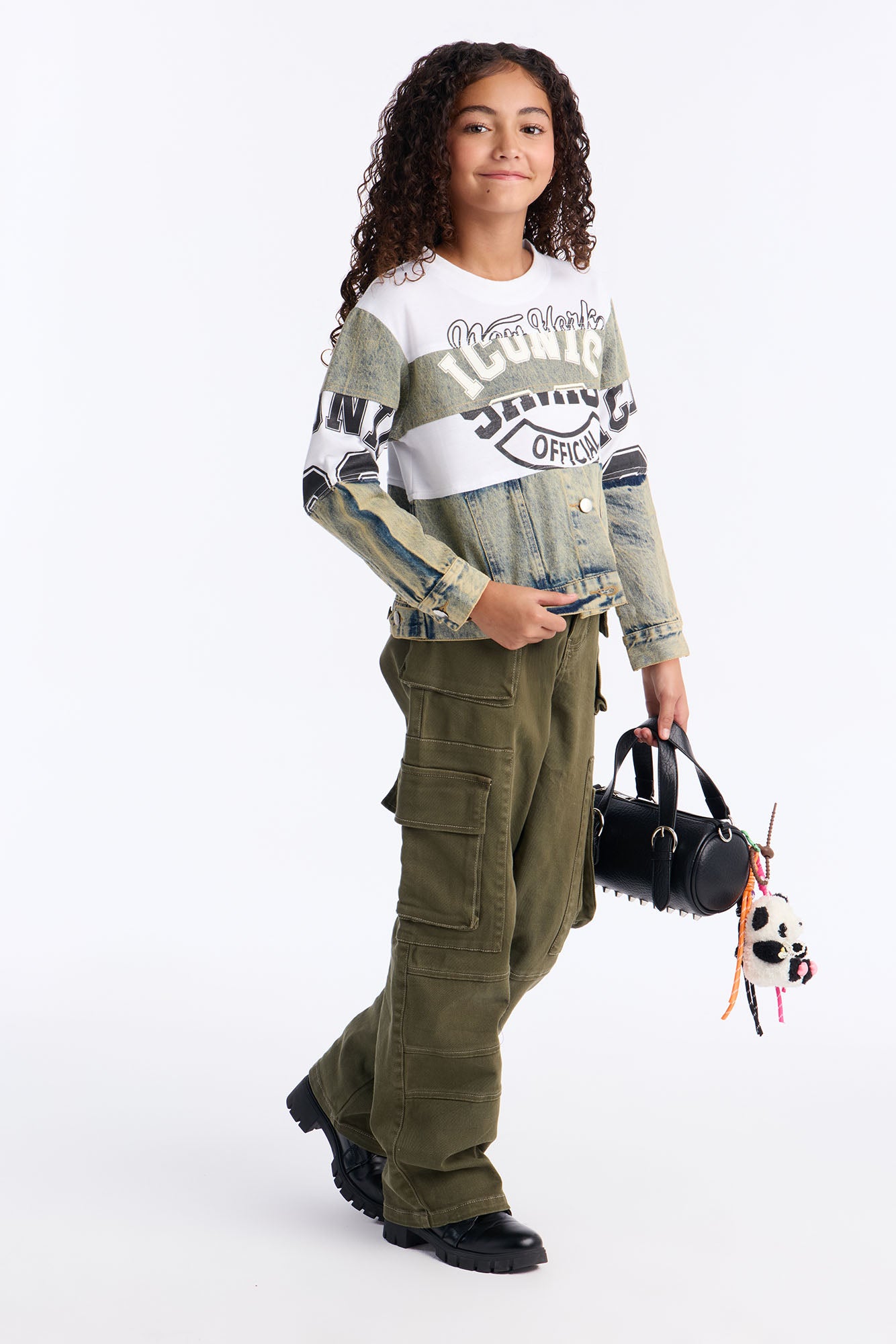 Mini Iconic New York Mixed Media Pullover Sweatshirt - White/combo