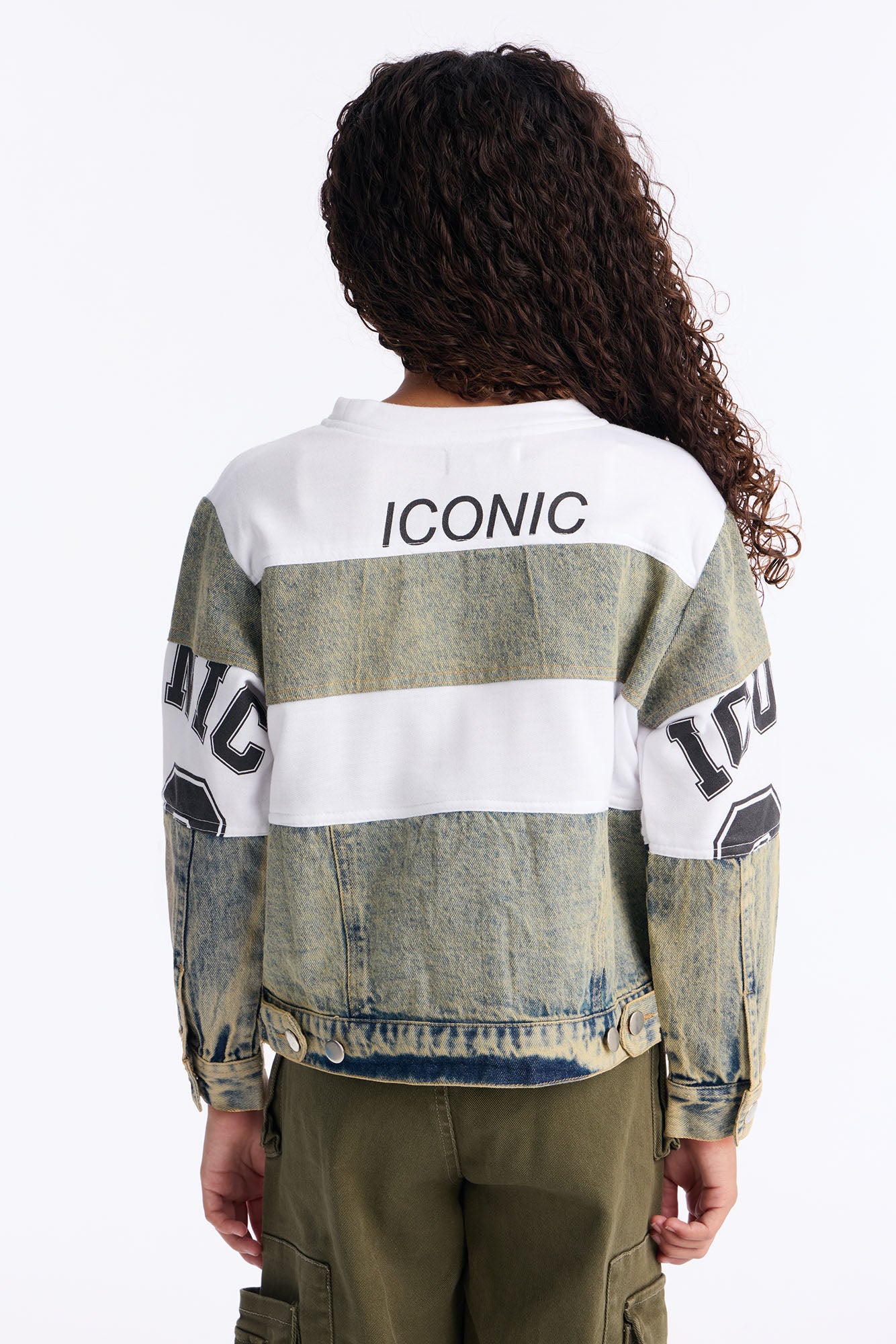 Mini Iconic New York Mixed Media Pullover Sweatshirt - White/combo