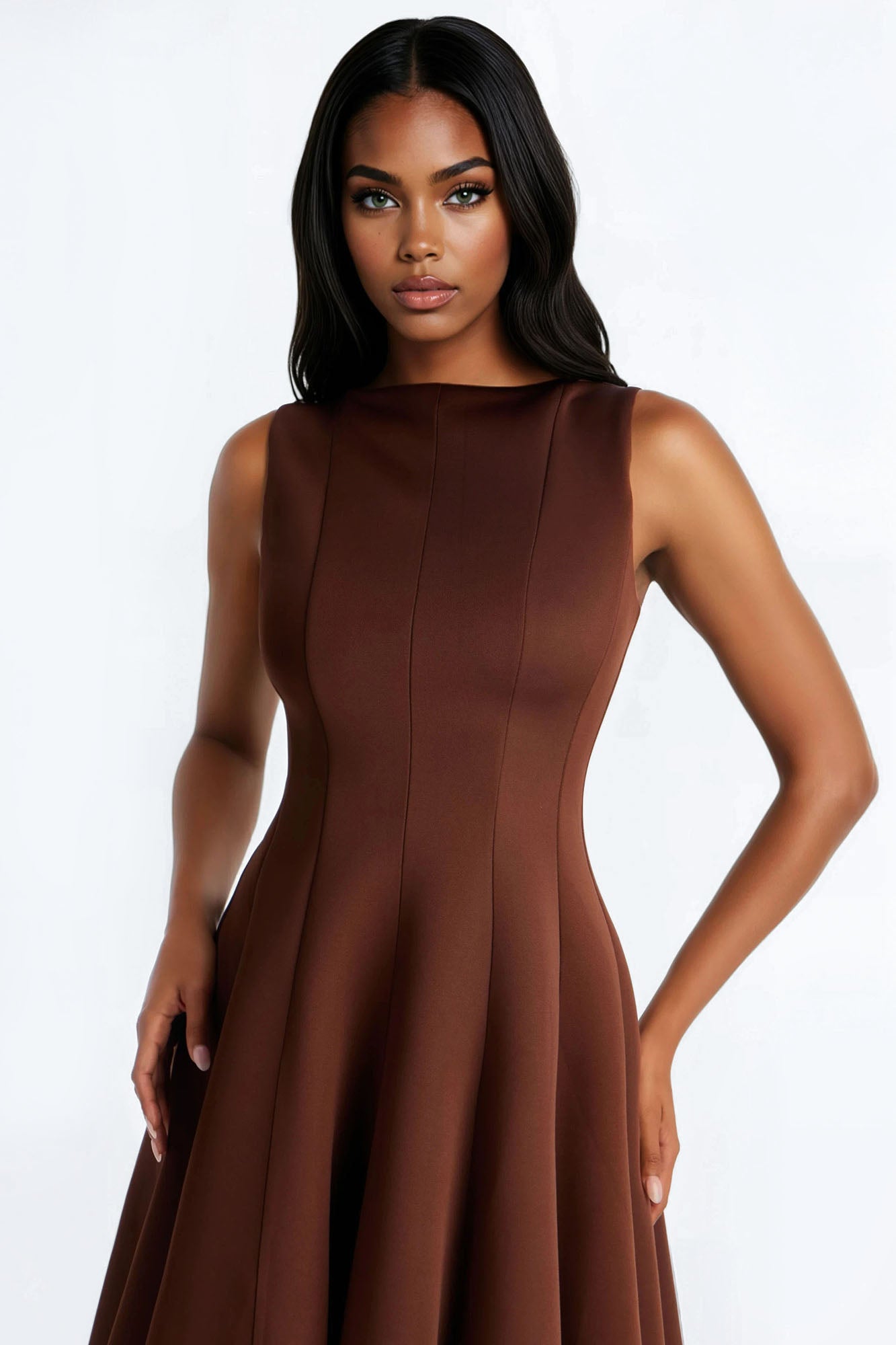 Sweet Sunday Pleated Midi Dress - Chocolate