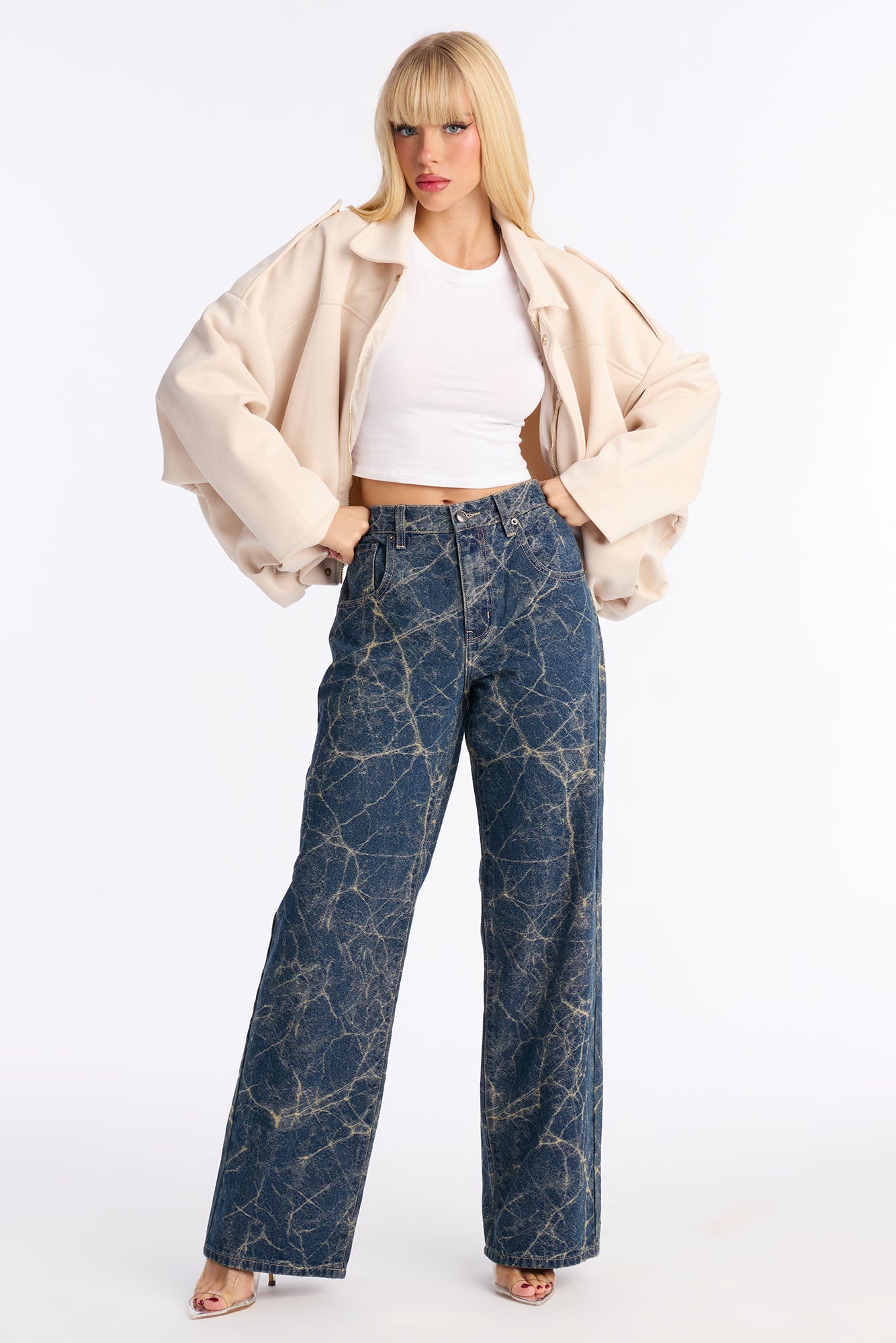Electric Energy Jacquard Straight Leg Jeans - Dark Wash