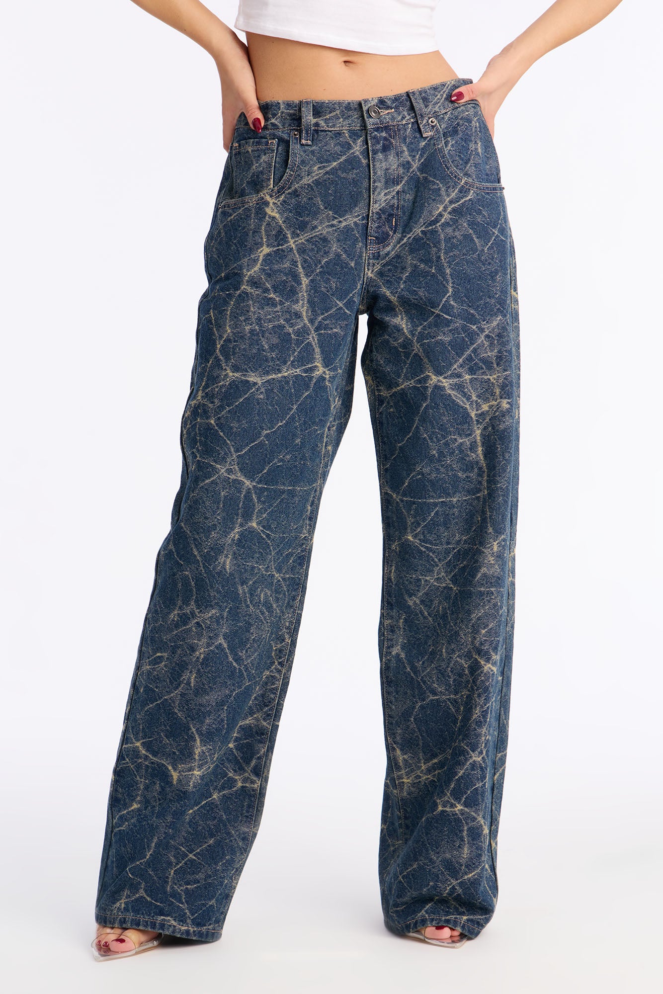 Electric Energy Jacquard Straight Leg Jeans - Dark Wash