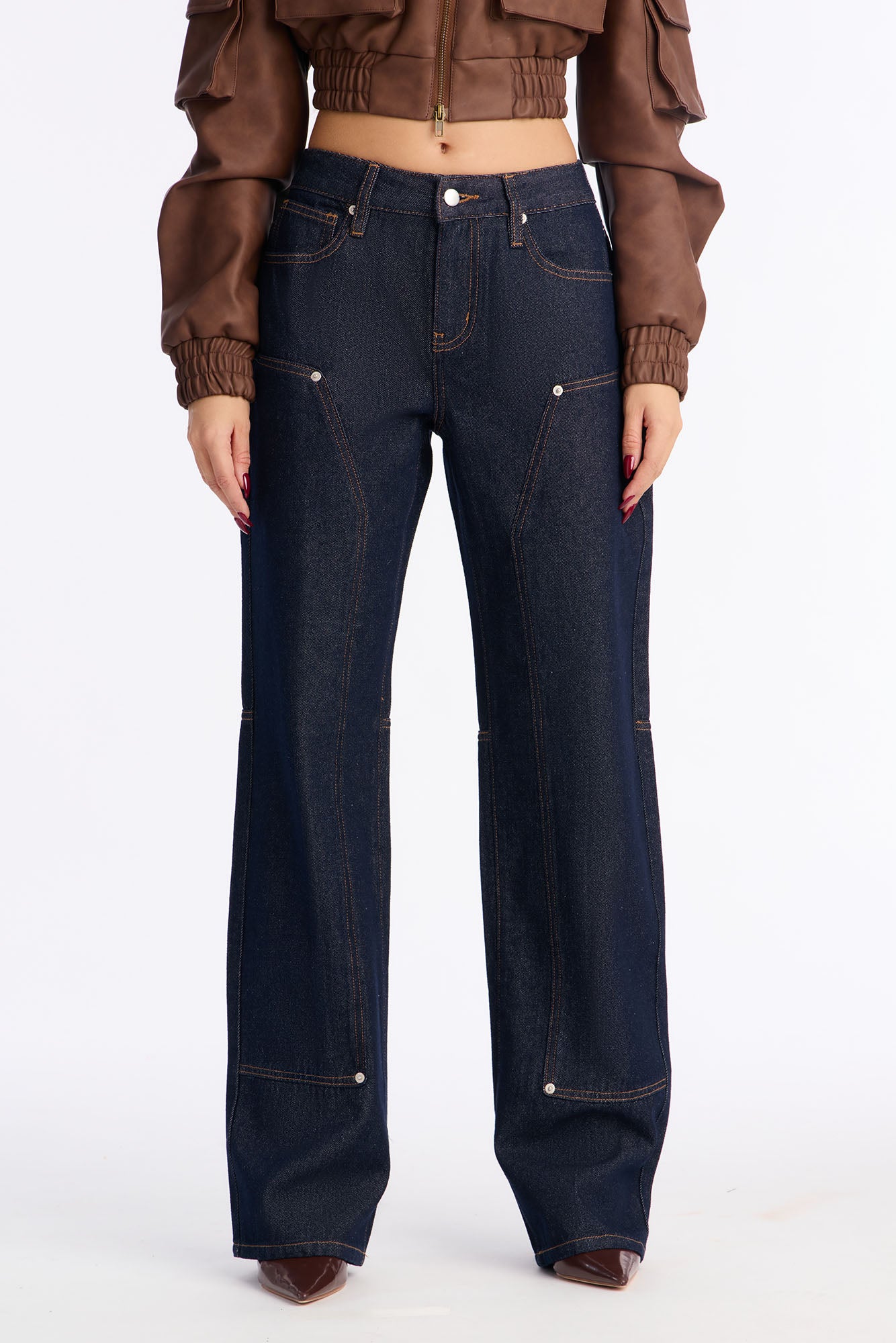 Rock Solid Non Stretch Straight Leg Jeans - Dark Denim