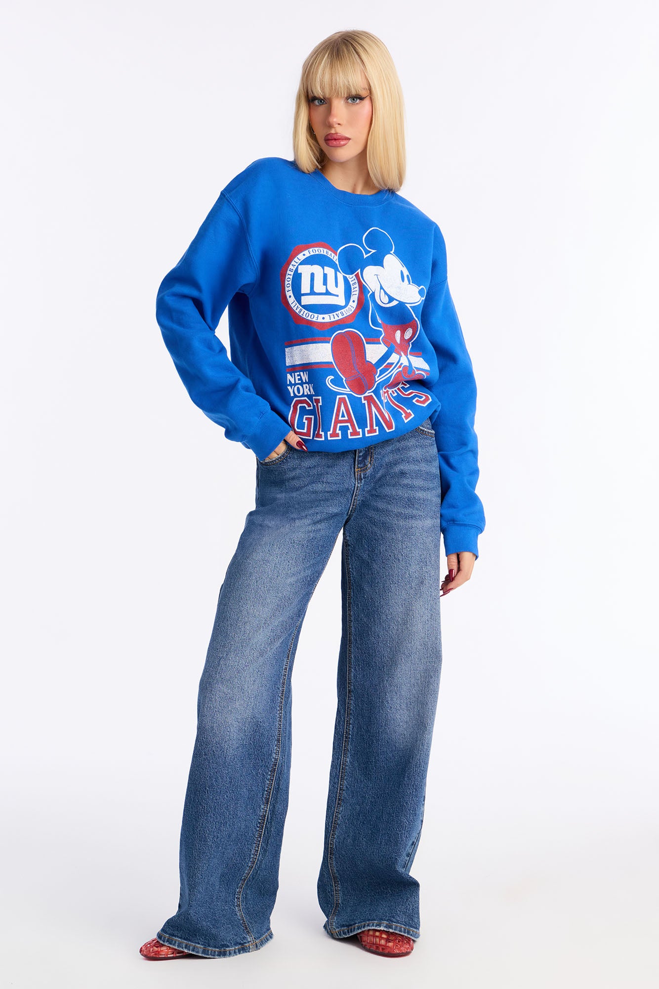 Mickey Mouse X NFL New York Giants Fleece Crew Sweatshirt - Blue