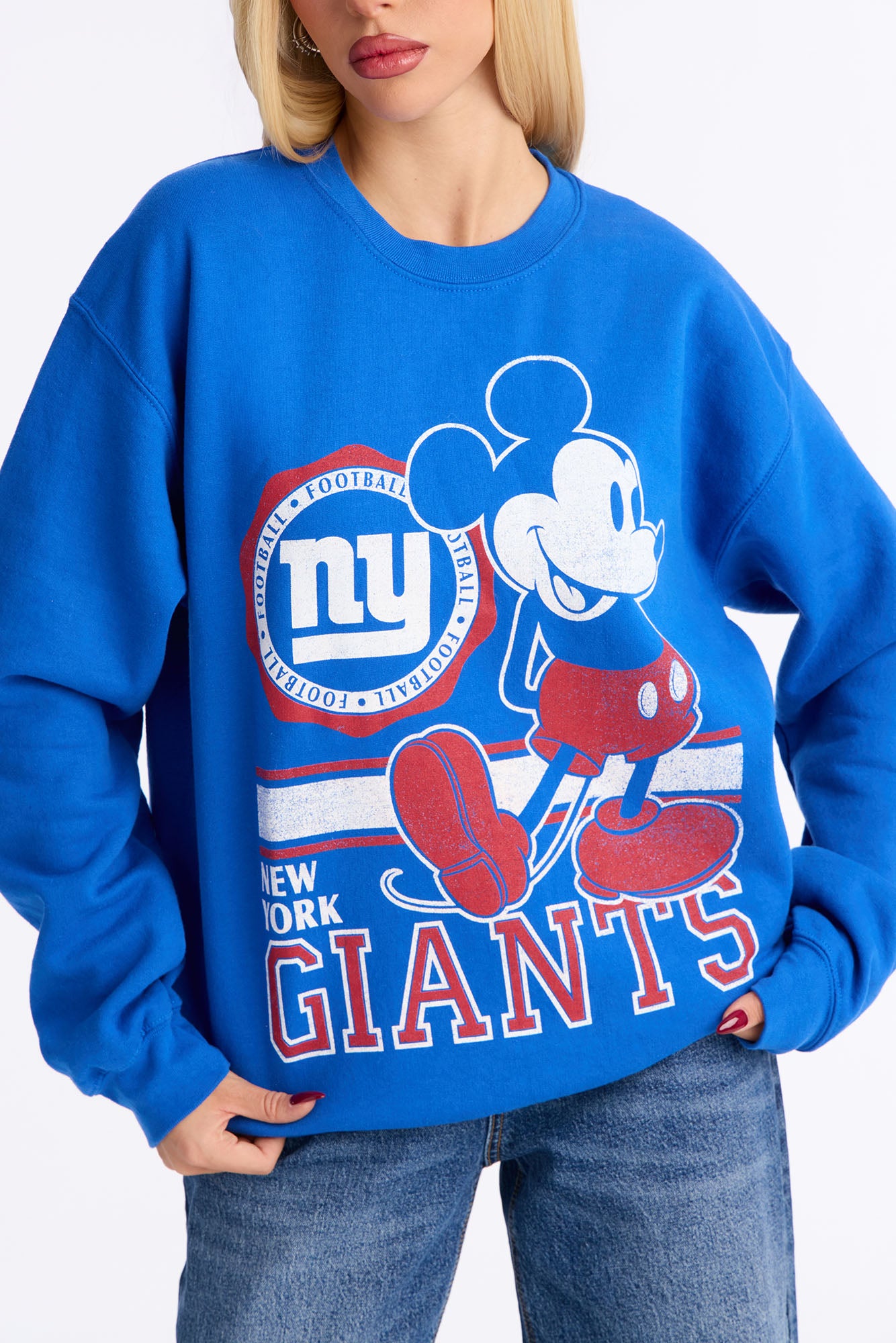 Mickey Mouse X NFL New York Giants Fleece Crew Sweatshirt - Blue