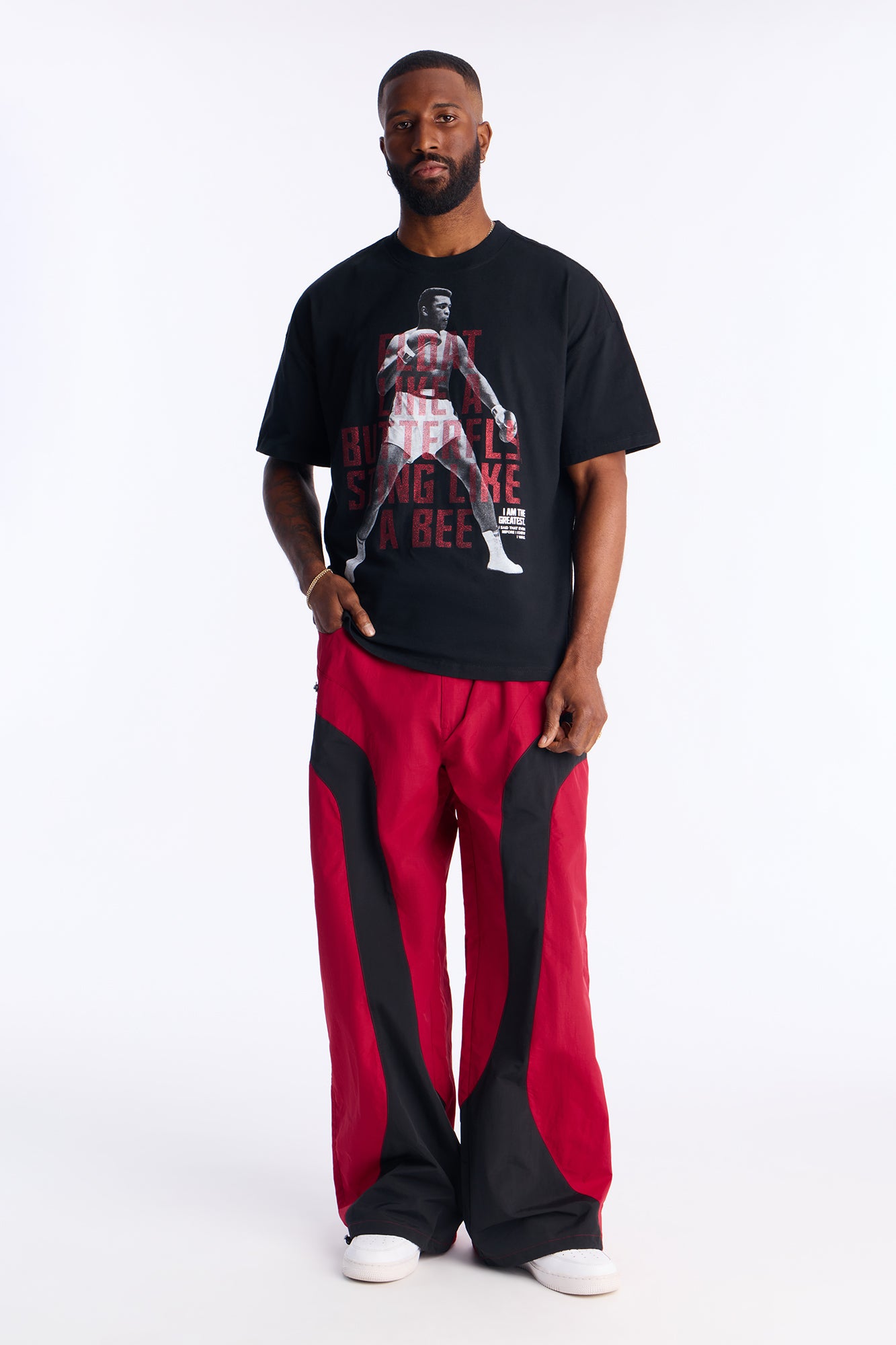 Split It Straight Utility Nylon Pants - Red/combo