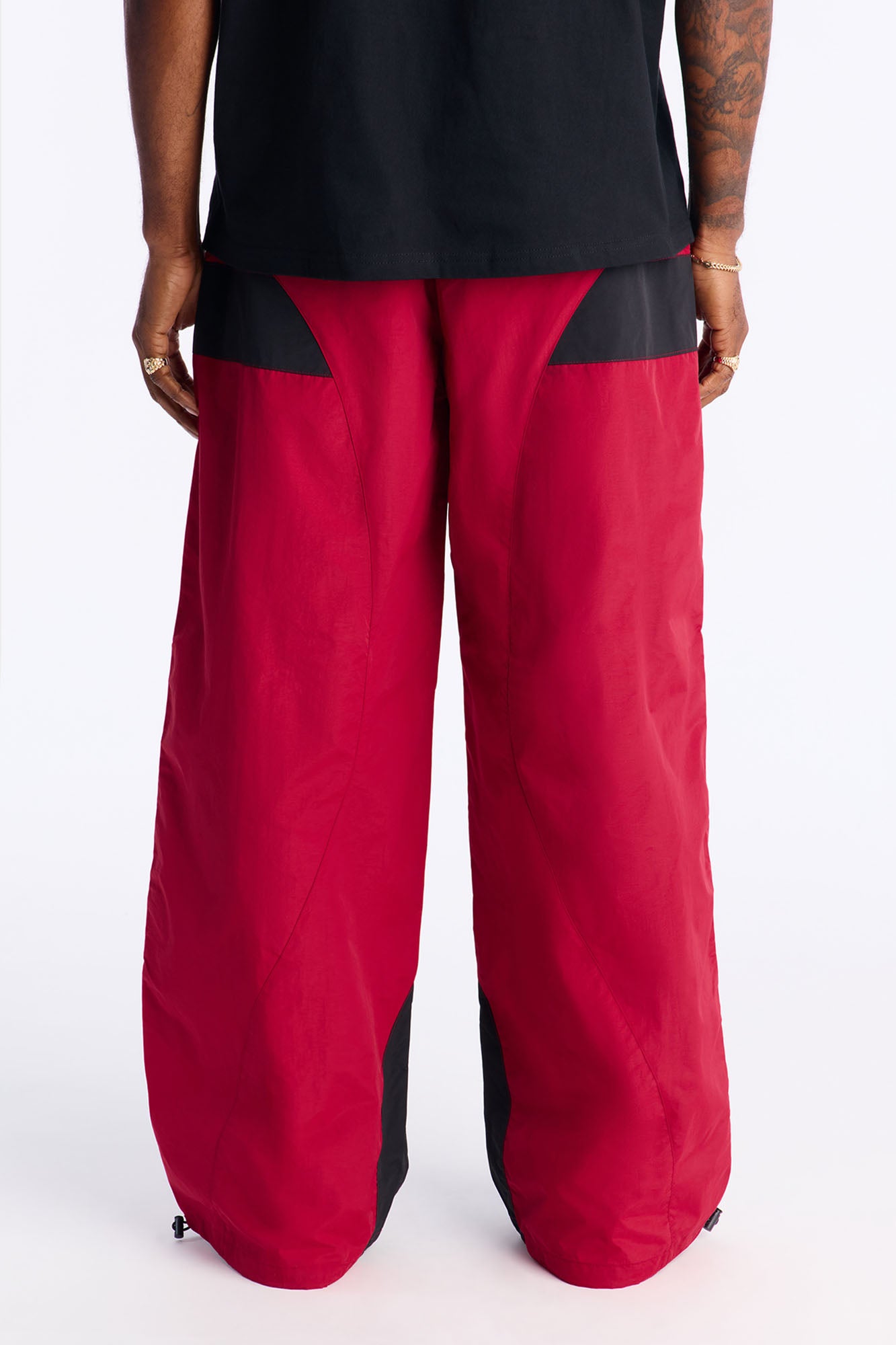 Split It Straight Utility Nylon Pants - Red/combo