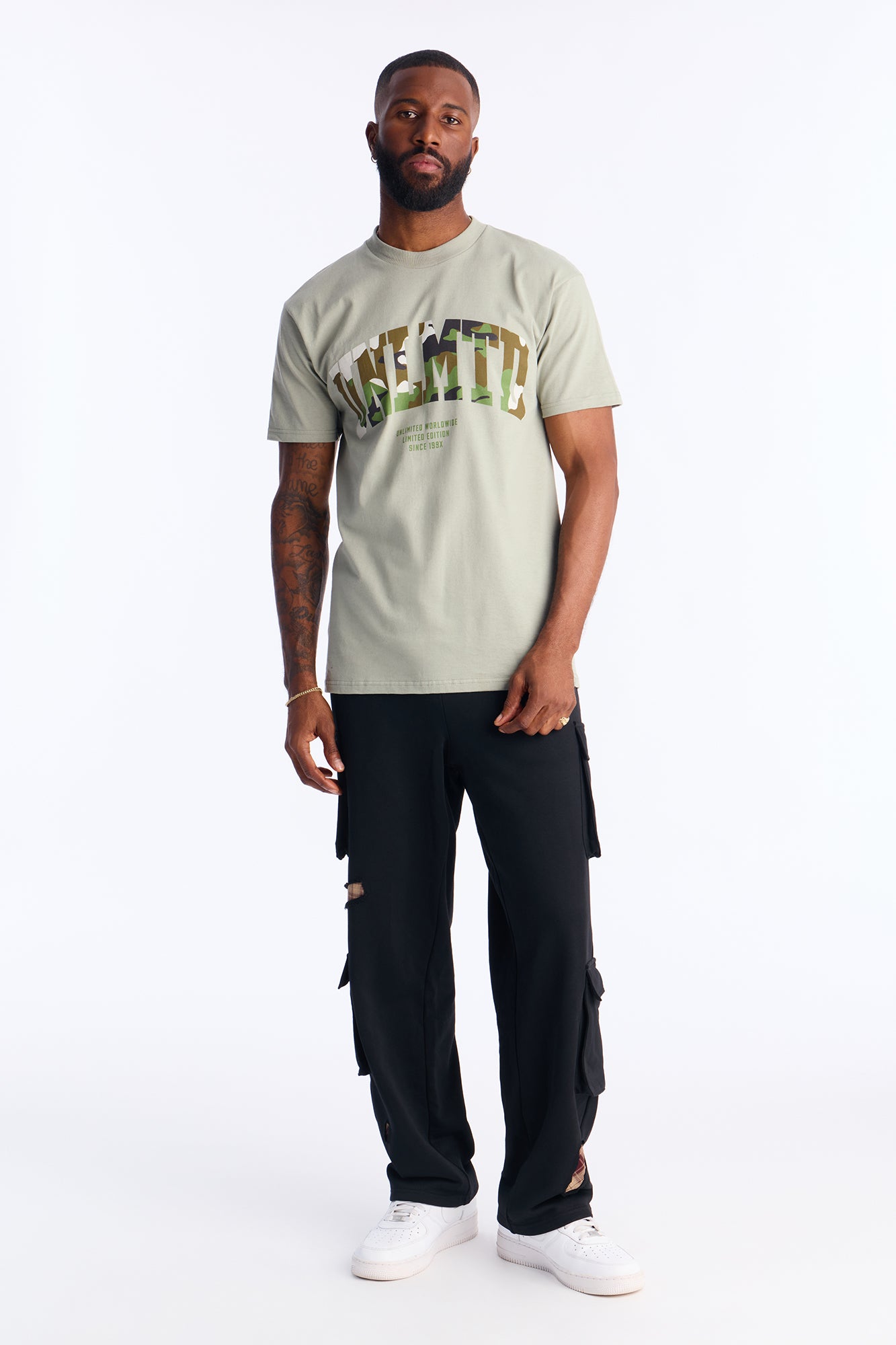 Plaid Patch Straight Sweatpants - Black