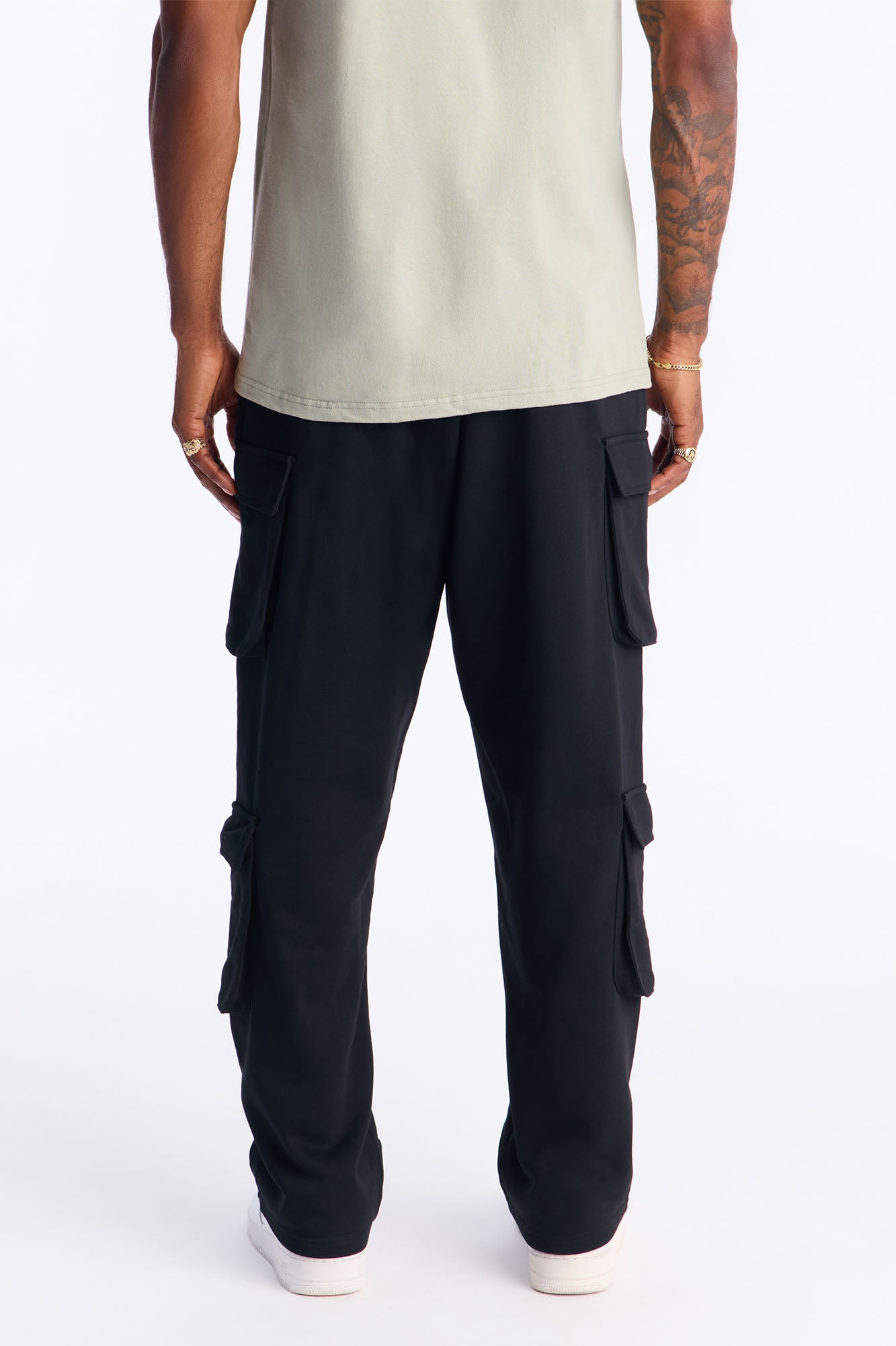 Plaid Patch Straight Sweatpants - Black