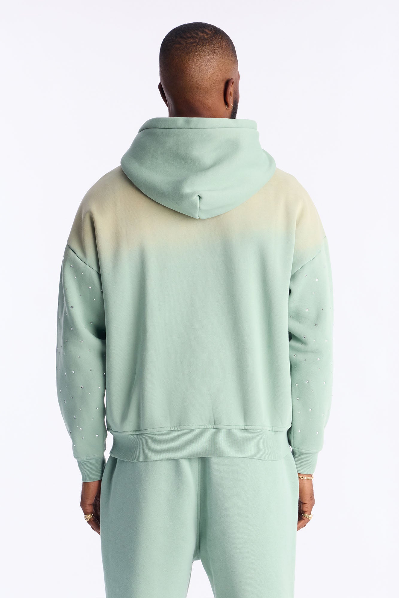Run Them Rhinestones Oversized Hoodie - Sage