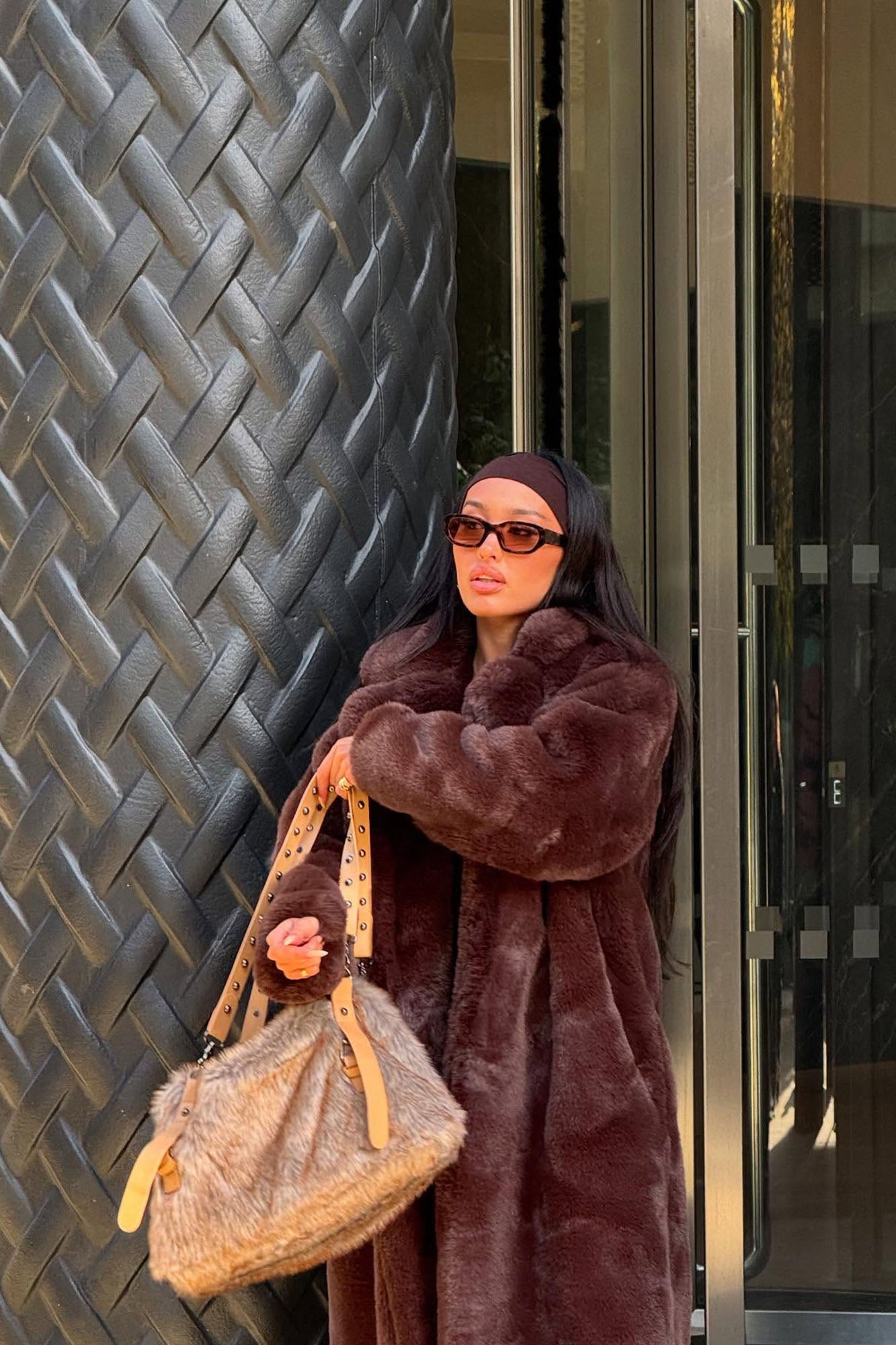 Night Of Fun Faux Fur Coat - Chocolate