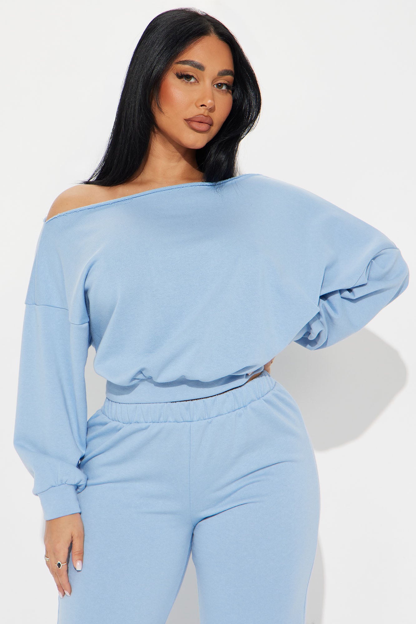 Robyn Off Shoulder Pant Set - Blue