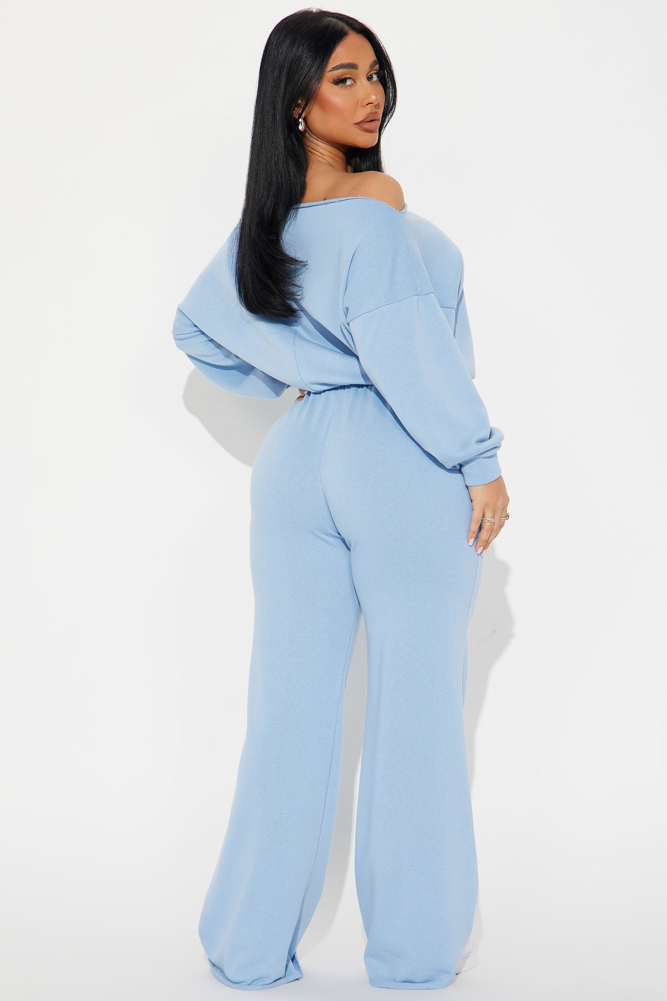 Robyn Off Shoulder Pant Set - Blue