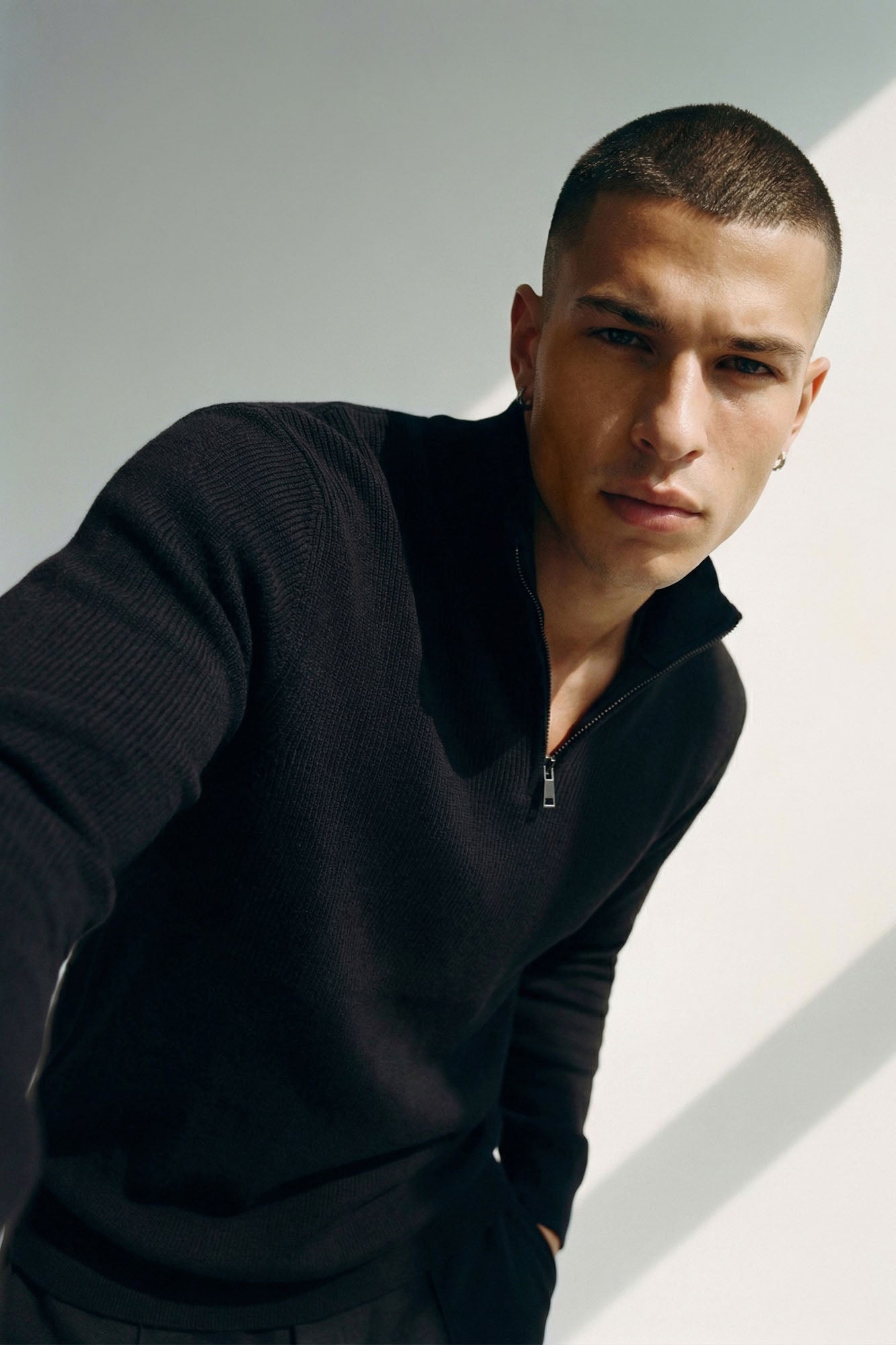 Shawn Quarter Zip Sweater - Black