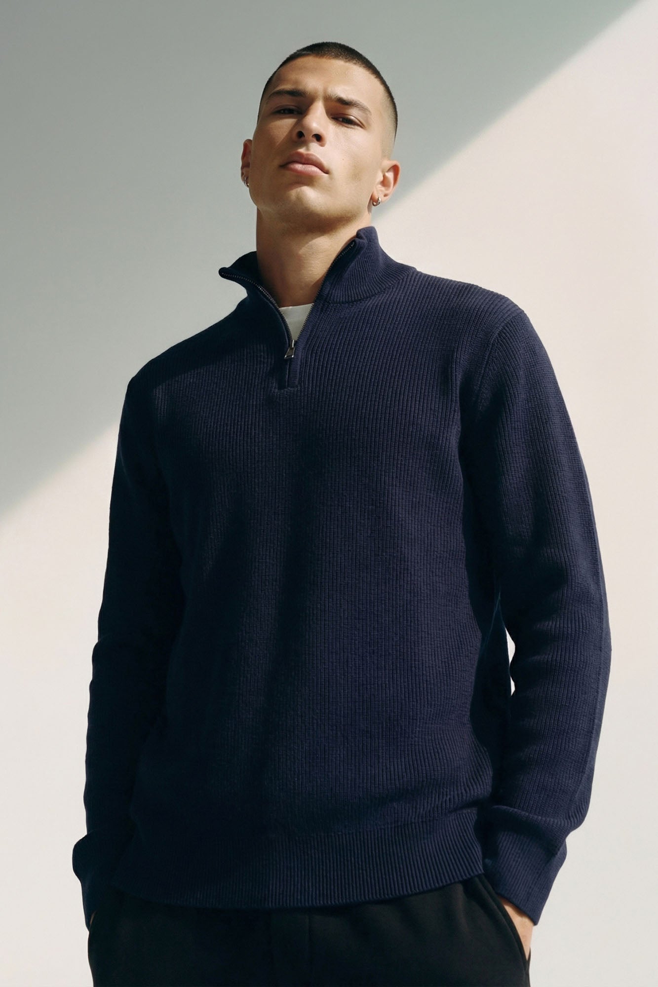 Shawn Quarter Zip Sweater - Navy