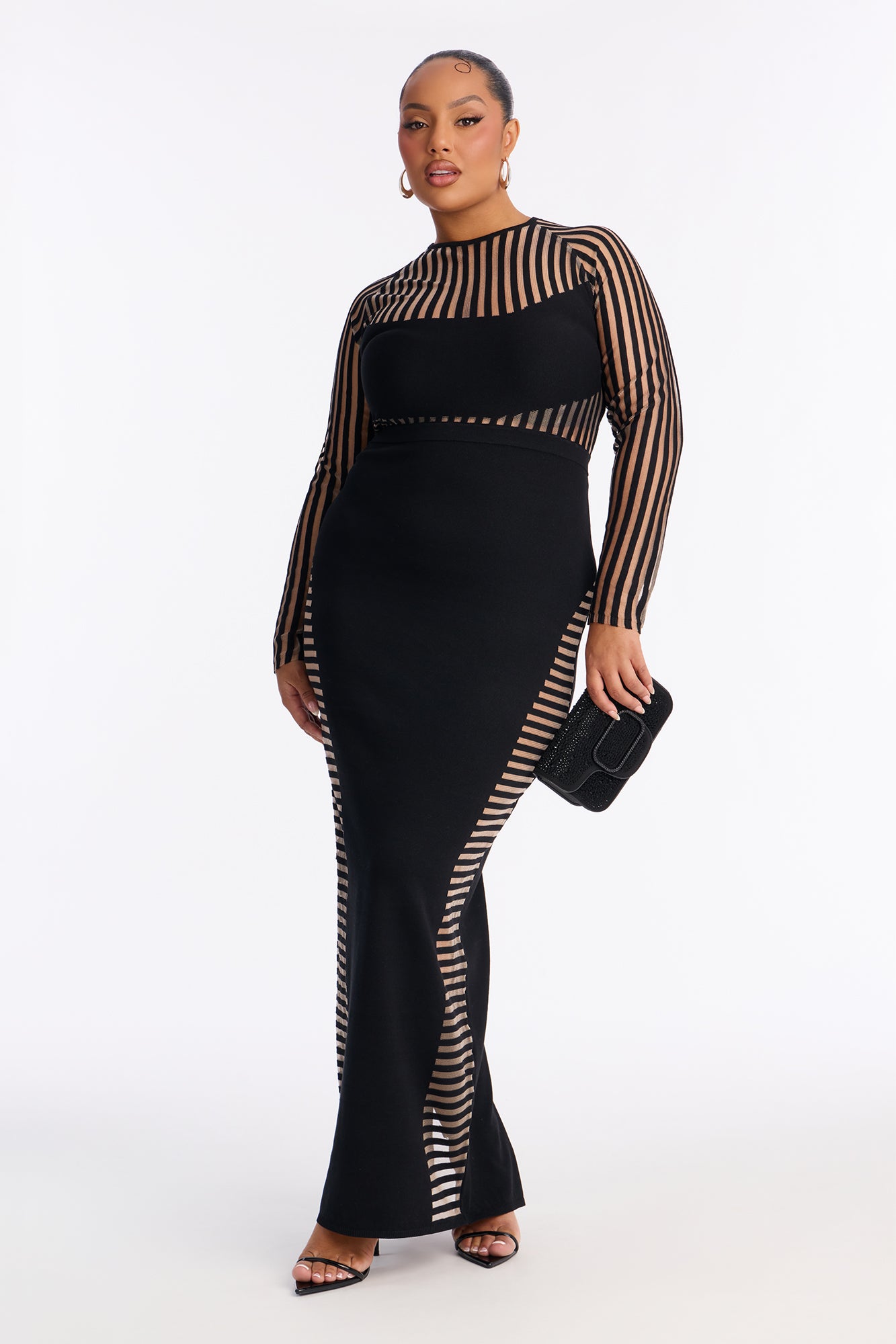 Sleeker Than You Striped Maxi Dress - Black