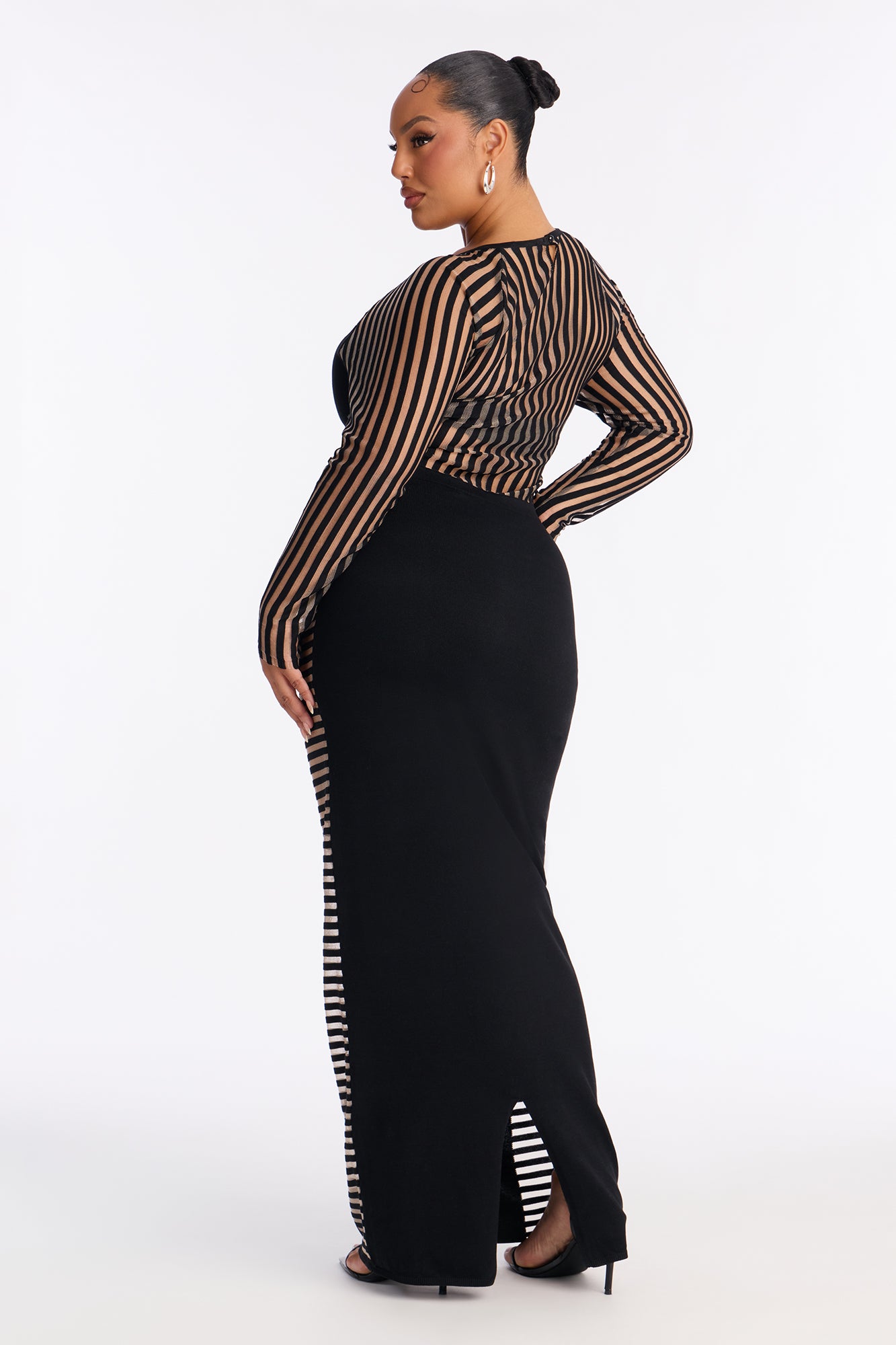 Sleeker Than You Striped Maxi Dress - Black