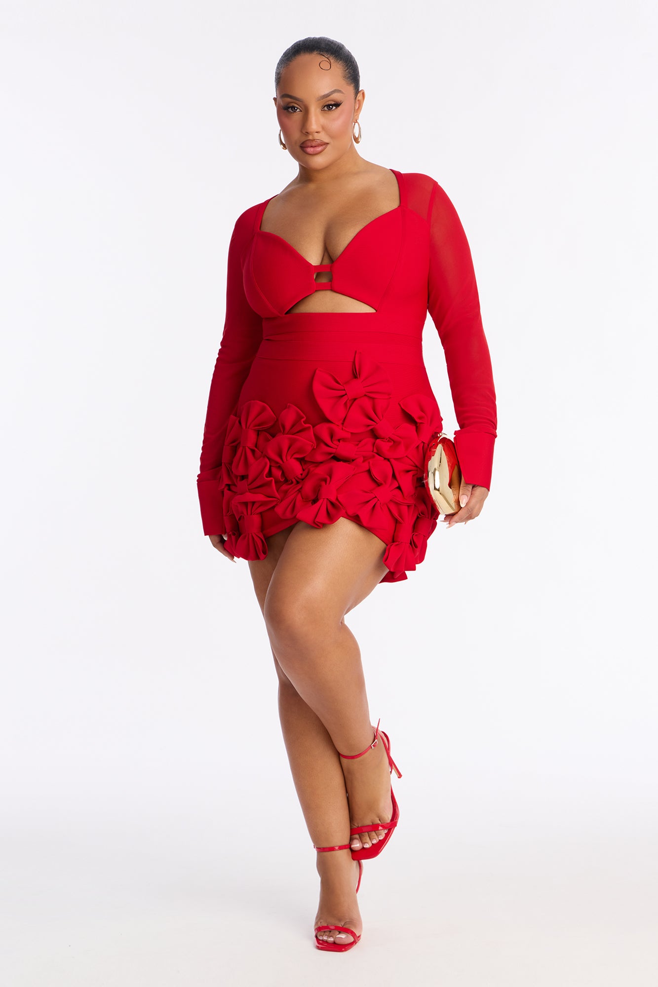 Literally Just A Girl Bow Bandage Micro Mini Dress - Red