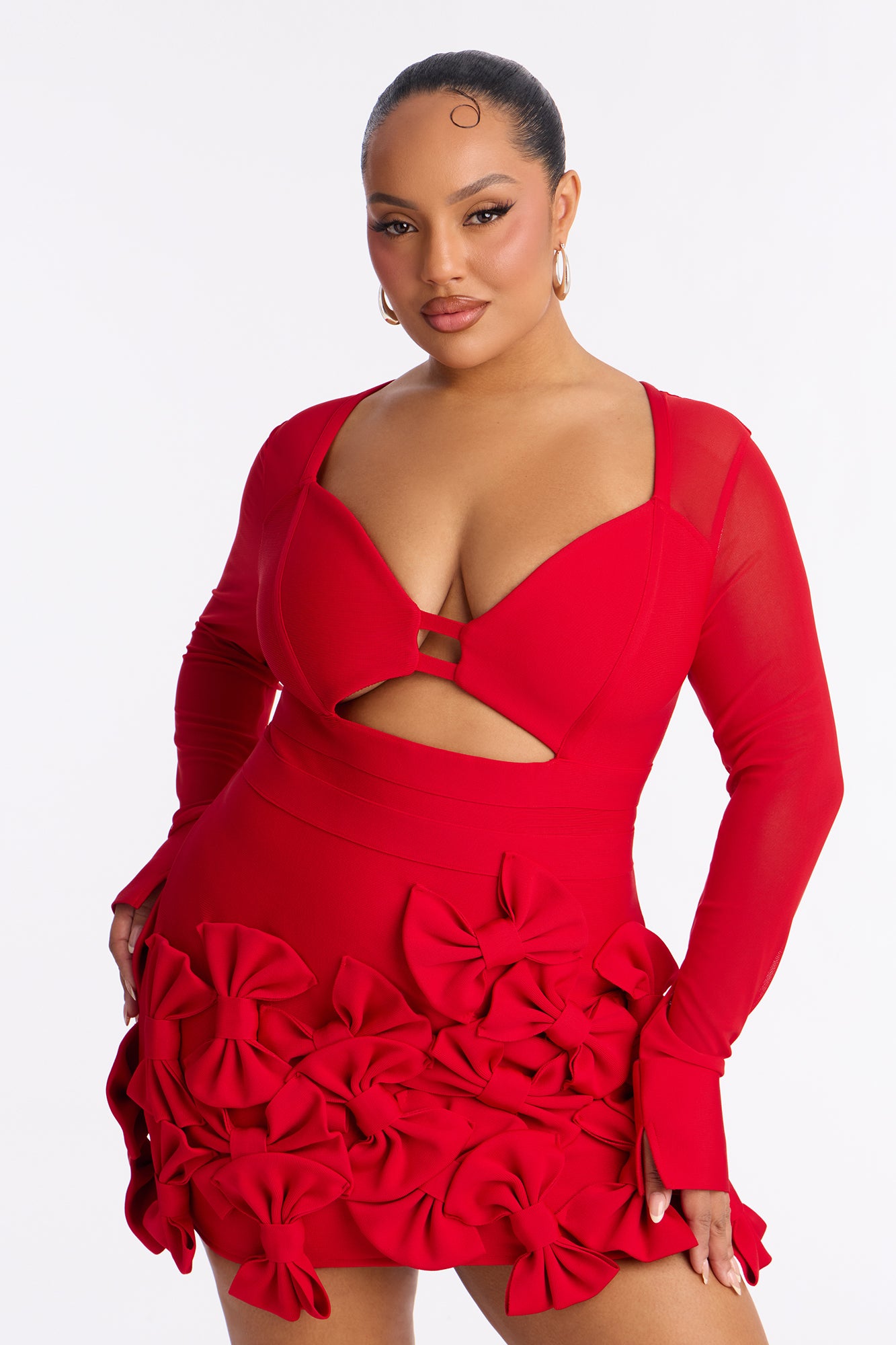 Literally Just A Girl Bow Bandage Micro Mini Dress - Red