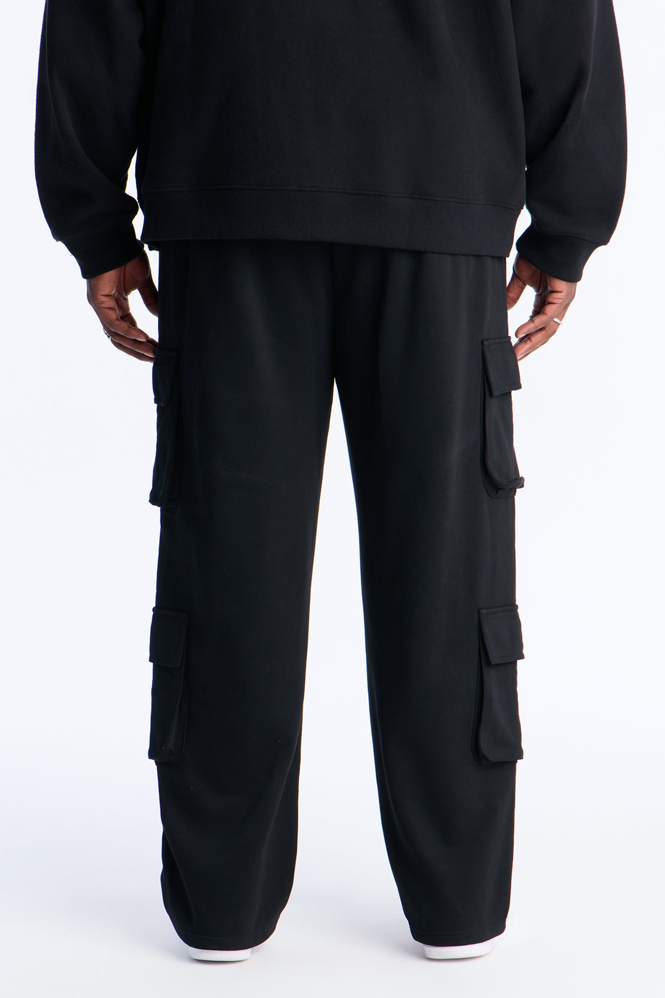 Plaid Patch Straight Sweatpants - Black