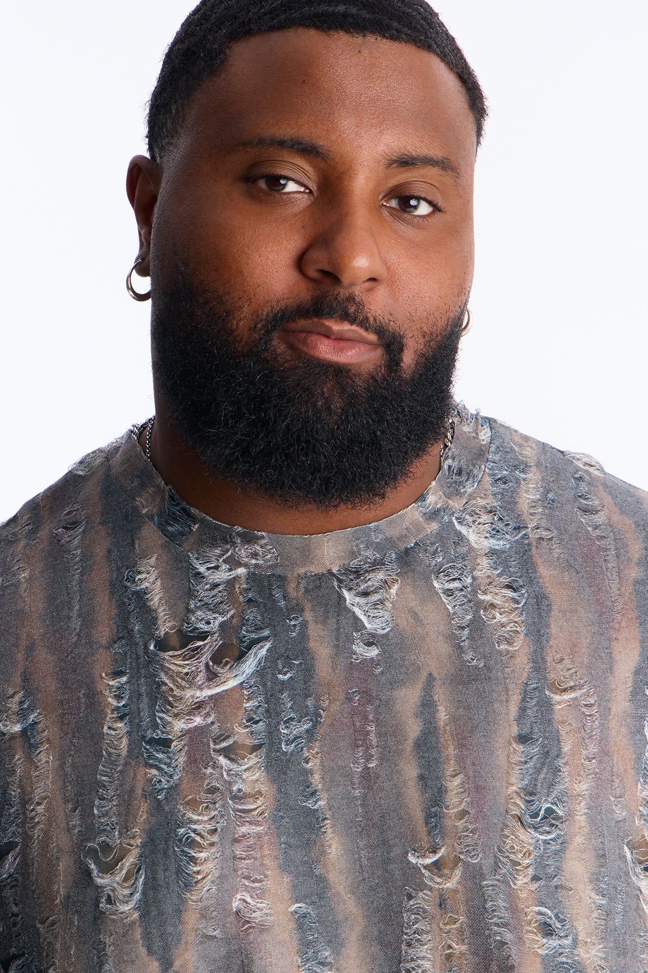Fragmented Realism Distressed Tee - Brown