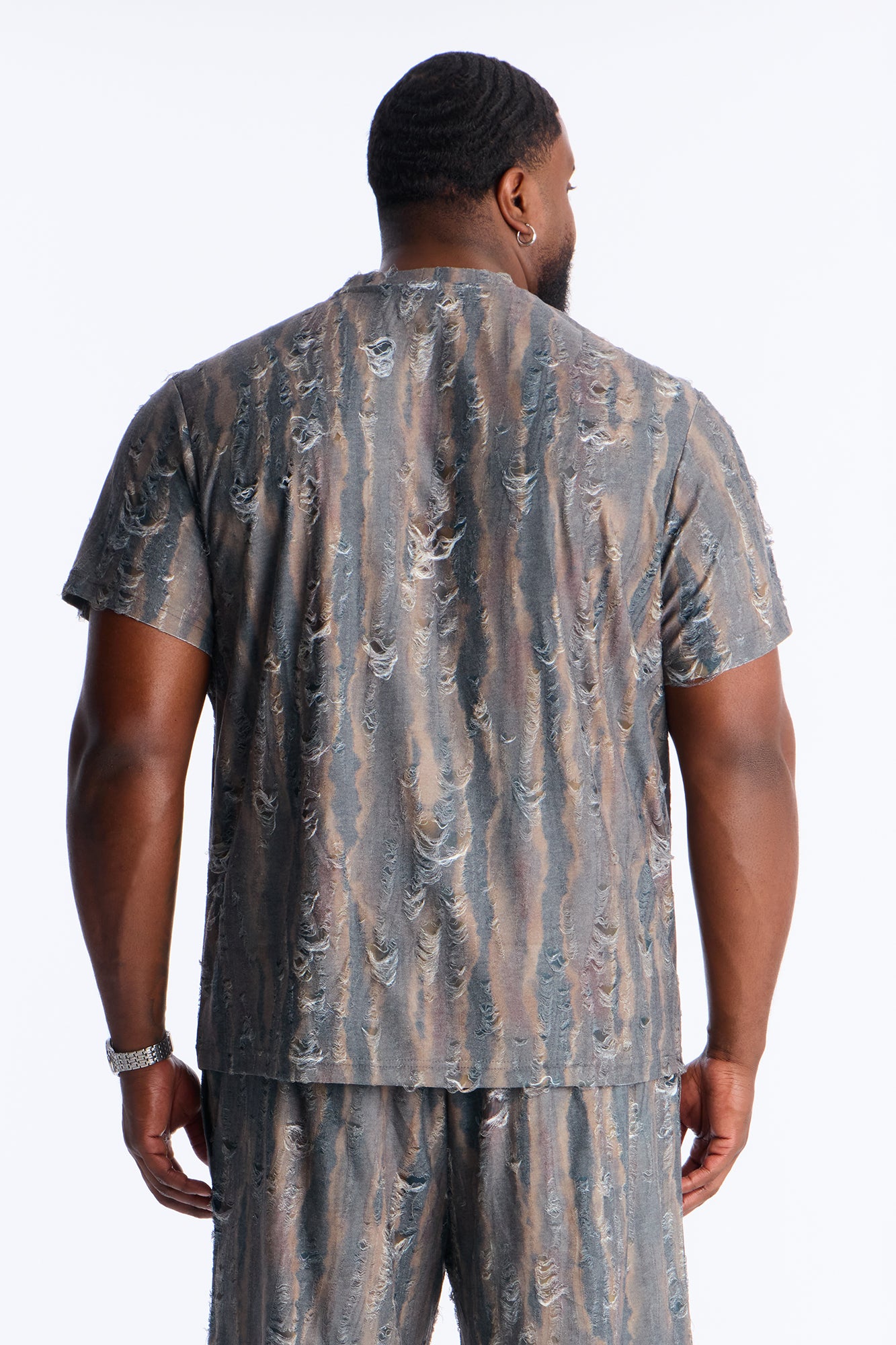 Fragmented Realism Distressed Tee - Brown