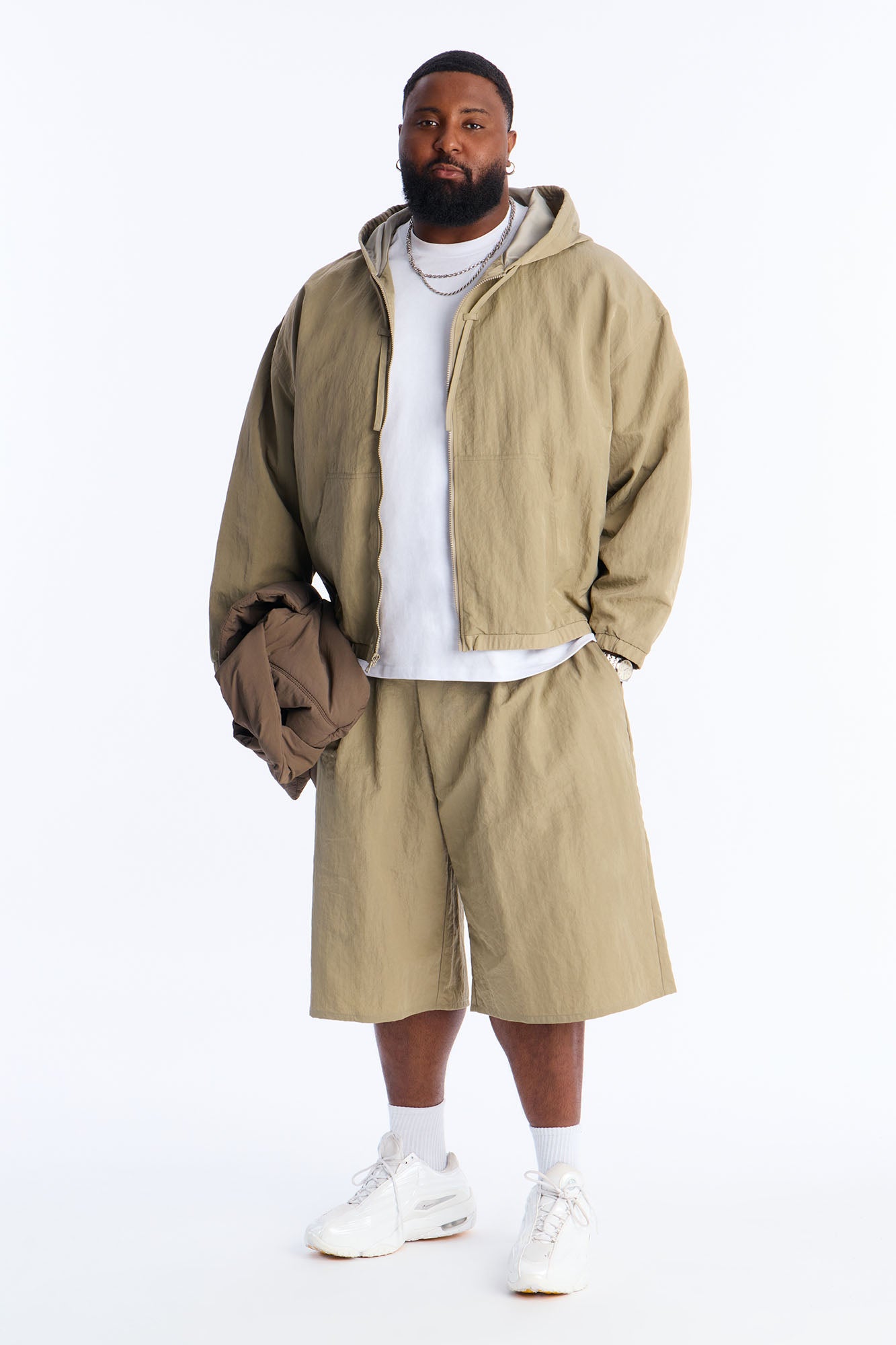 Baggy Pleated Tech Short - Khaki