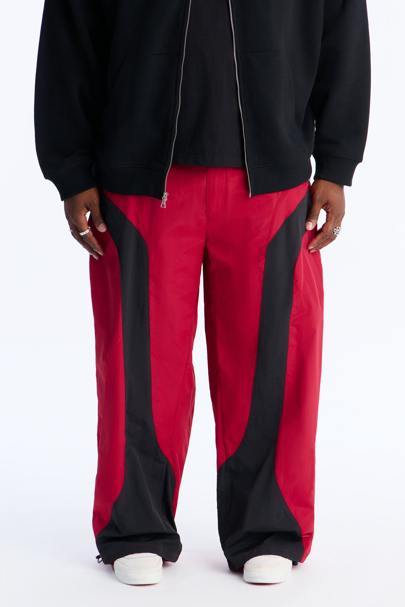 Split It Straight Utility Nylon Pants - Red/combo