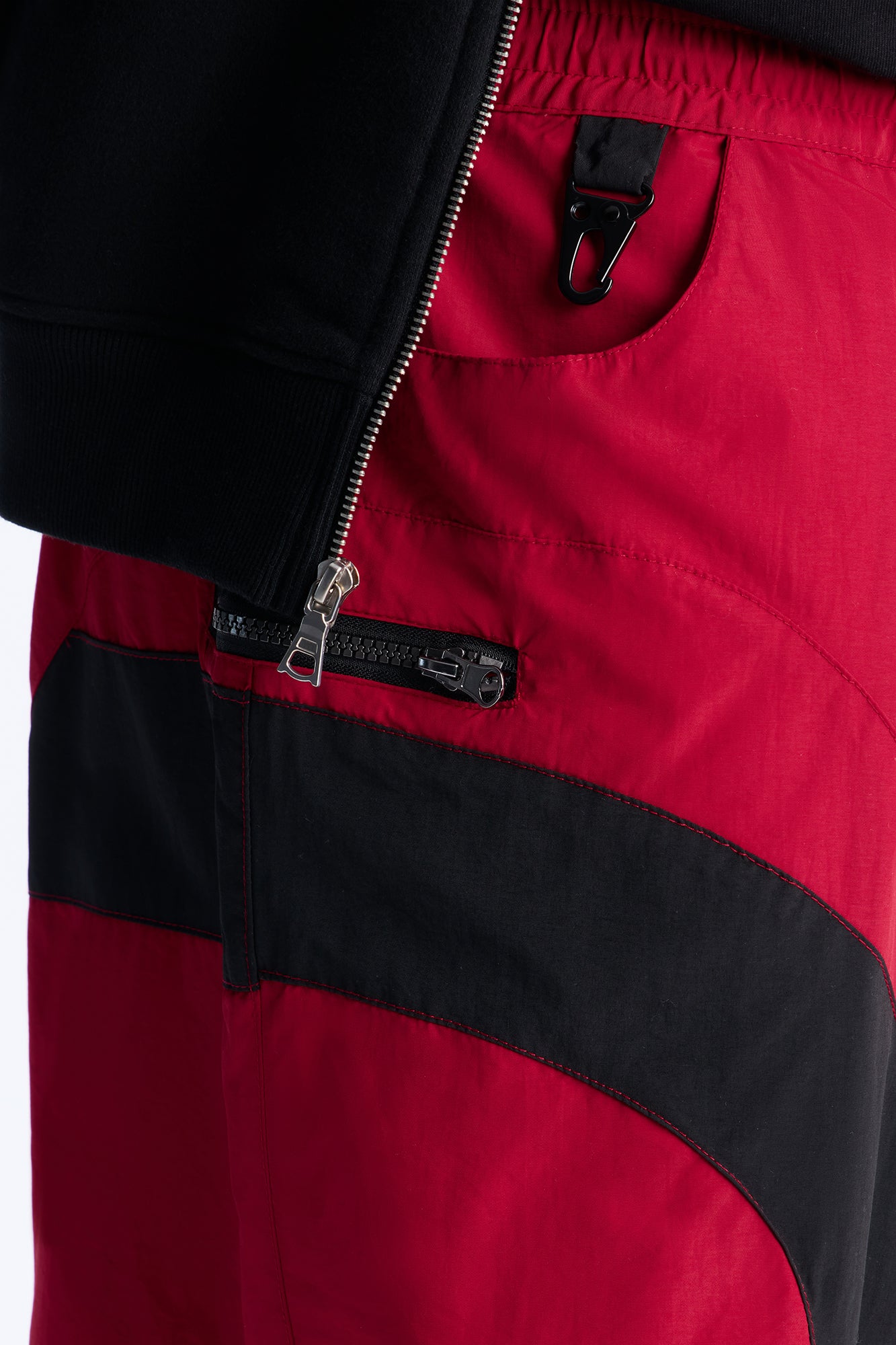 Split It Straight Utility Nylon Pants - Red/combo