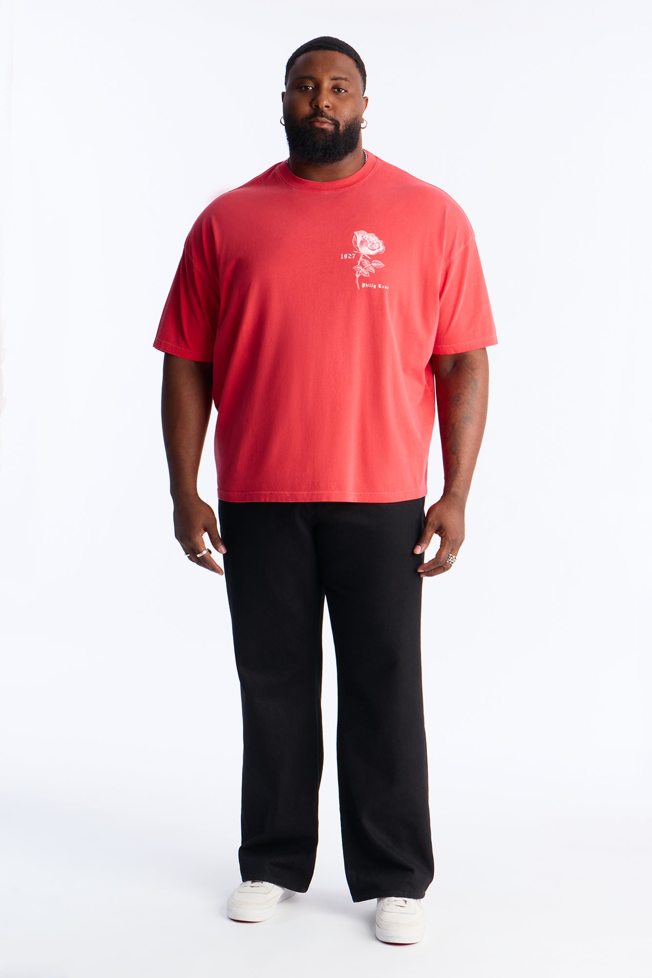 Philly Rose Oversized Short Sleeve Tee - Red