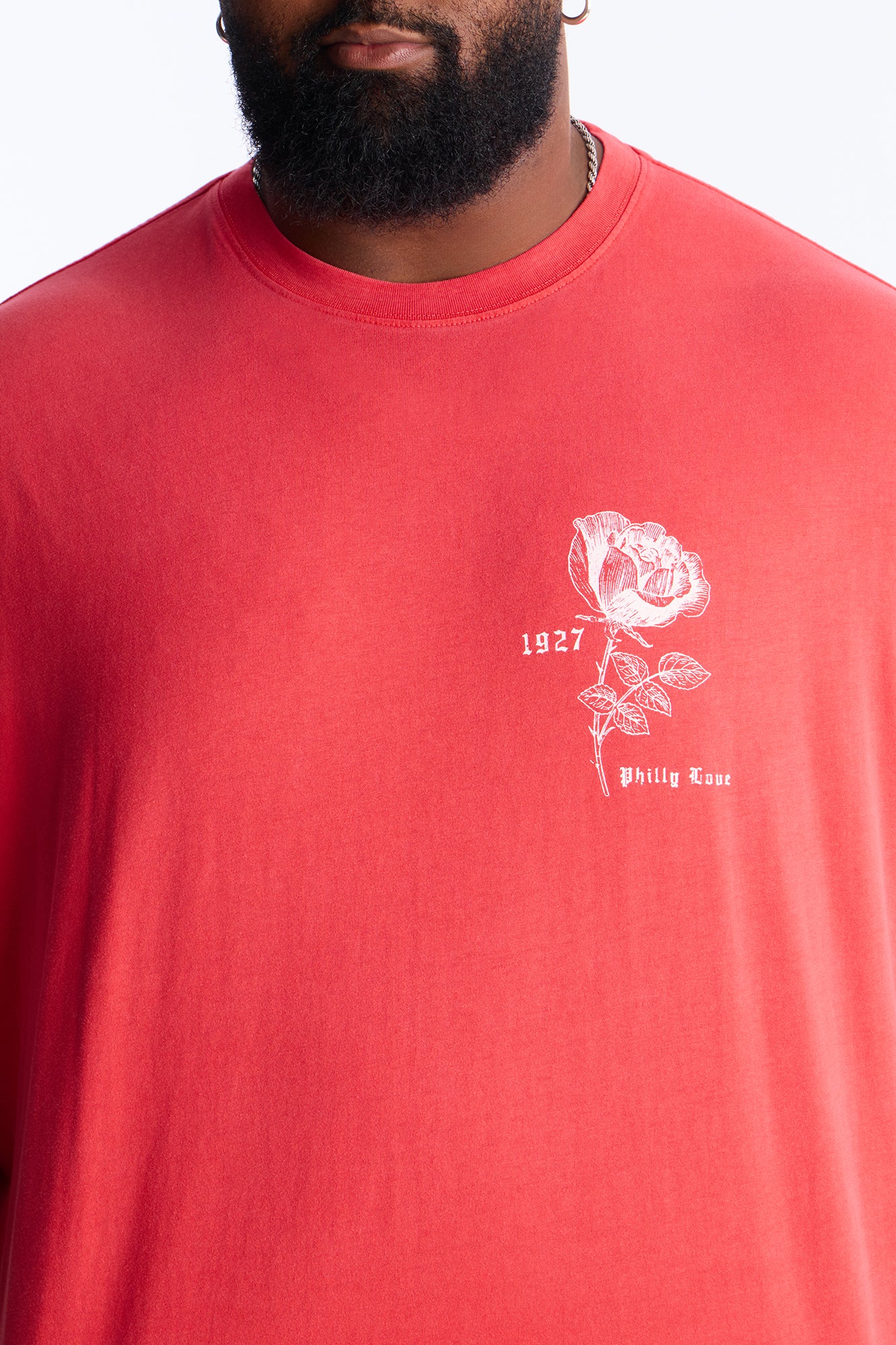 Philly Rose Oversized Short Sleeve Tee - Red