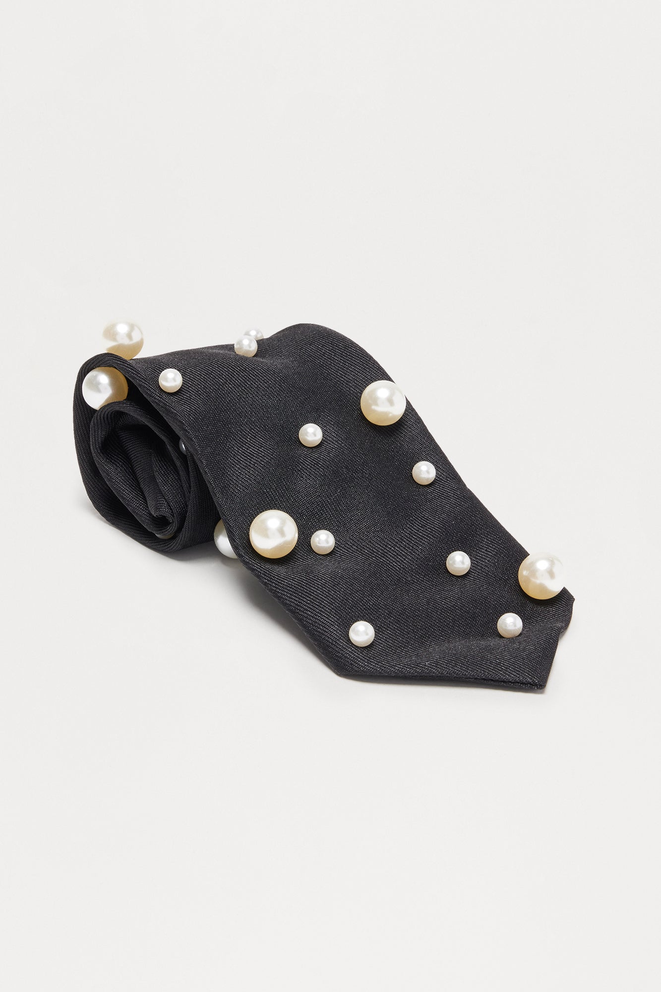 Mixed Pearl Adjustable Pre Tied Tie - Black