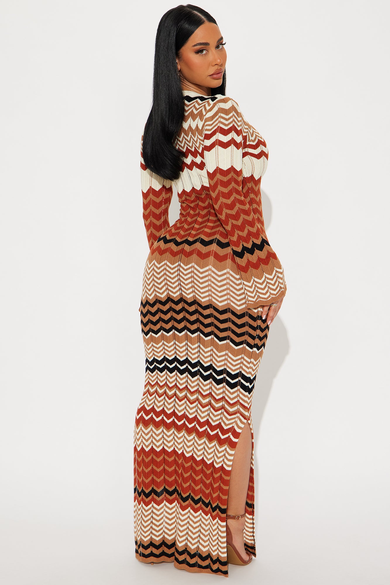 Nina Sweater Maxi Dress - Brown/combo