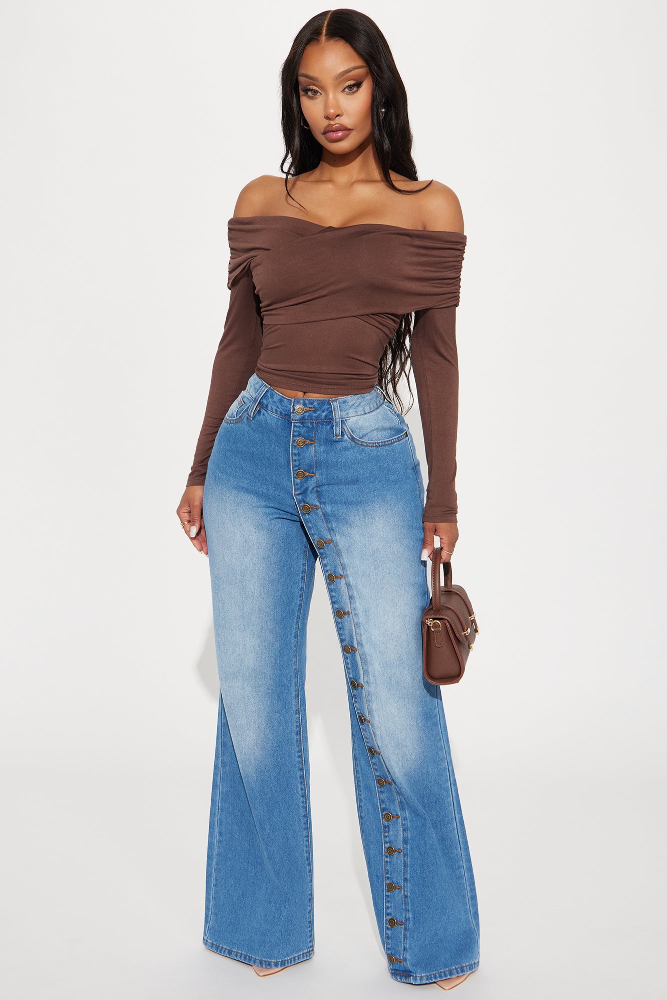 Brianne Off Shoulder Top - Chocolate