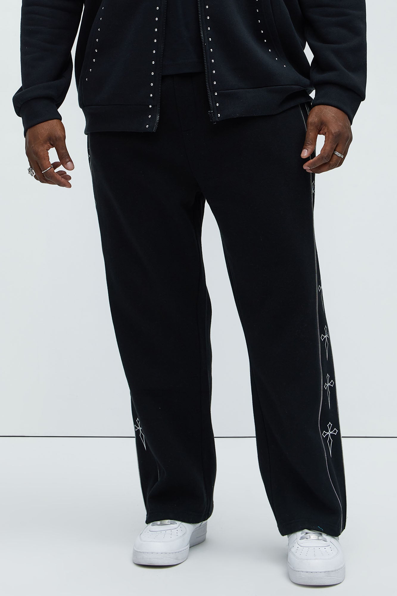 Tayson Cross Straight Sweatpants - Black