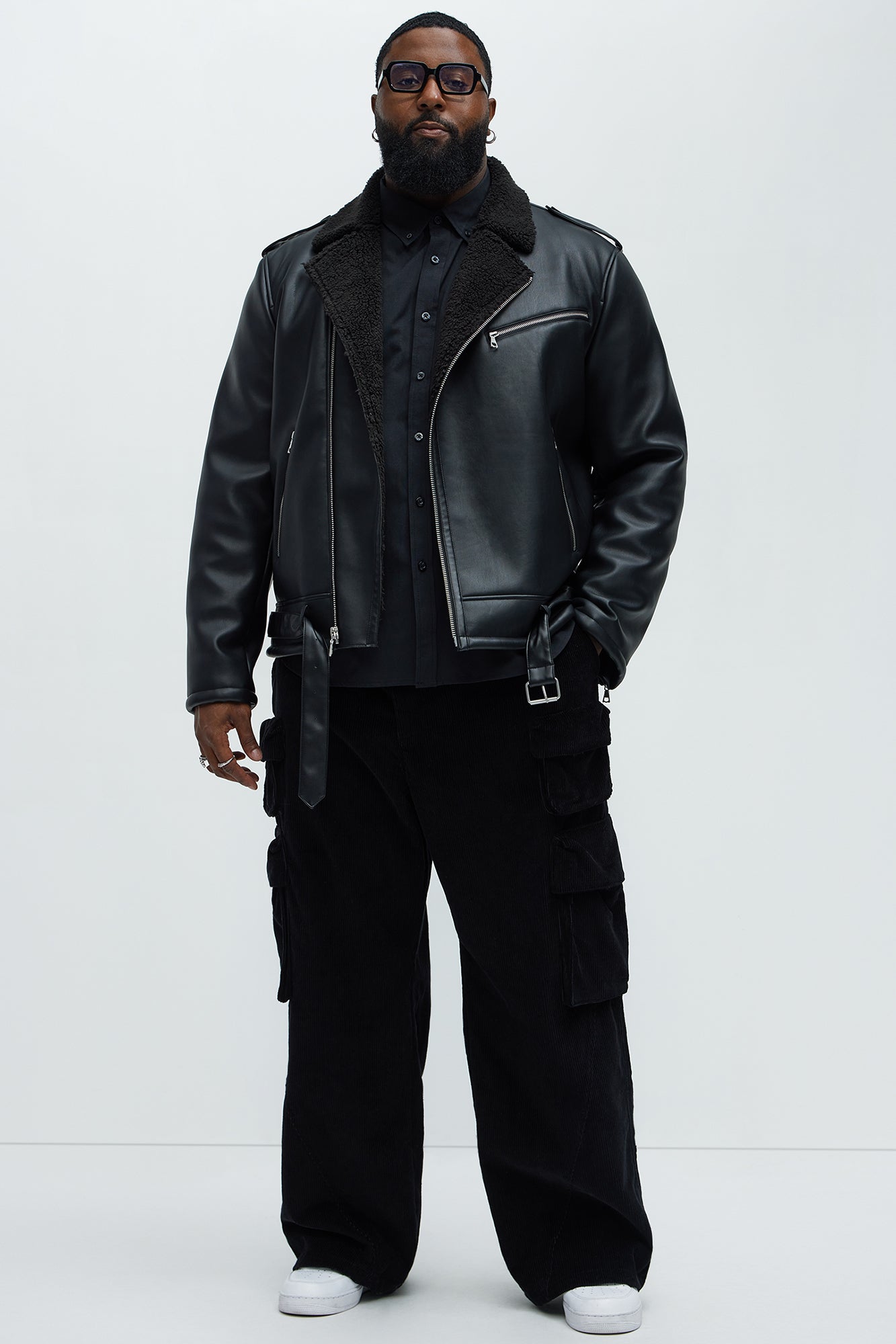 Knuckle Head Faux Leather Moto Jacket - Black