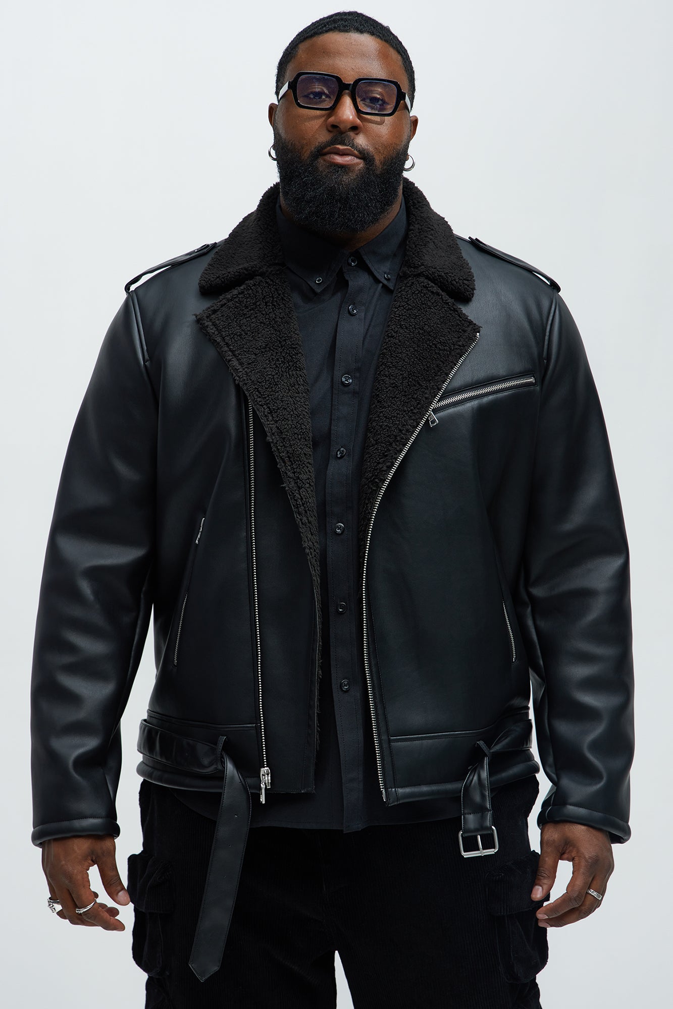 Knuckle Head Faux Leather Moto Jacket - Black