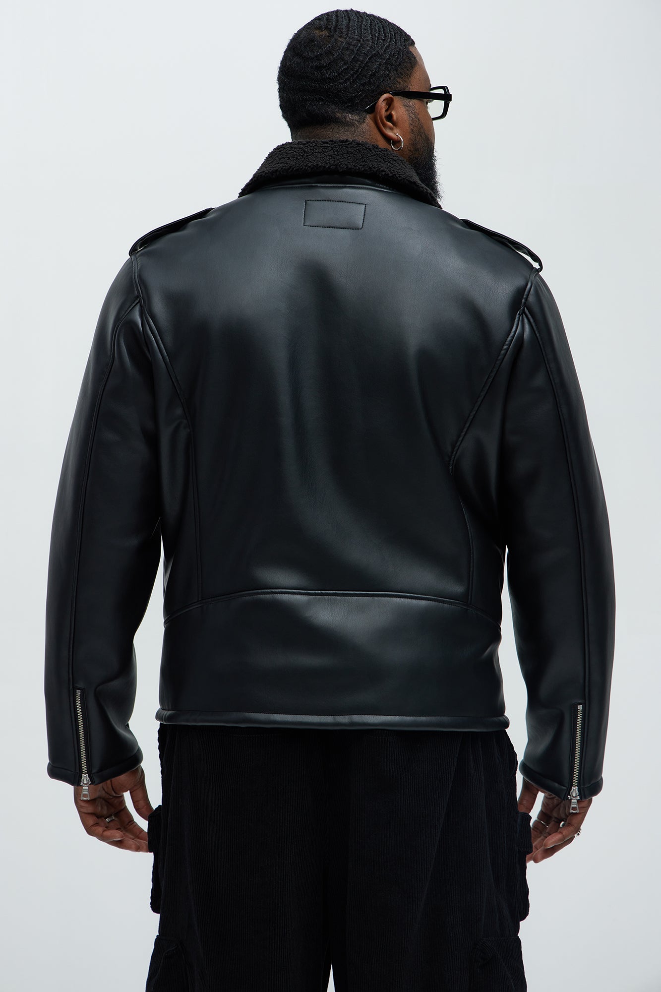 Knuckle Head Faux Leather Moto Jacket - Black
