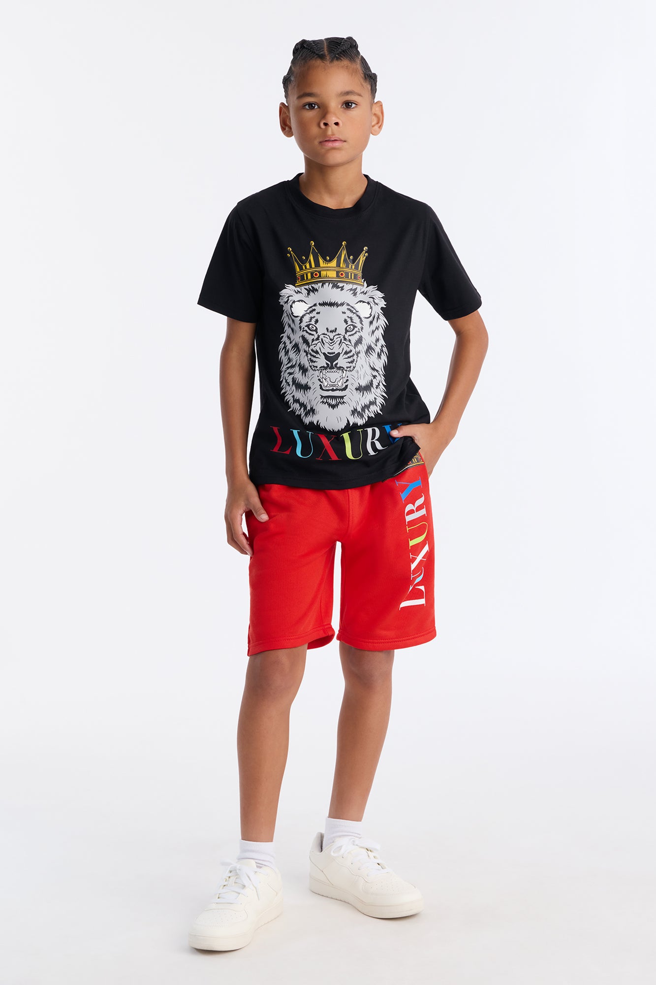 Mini Living In Luxury Short Set - Black/Red
