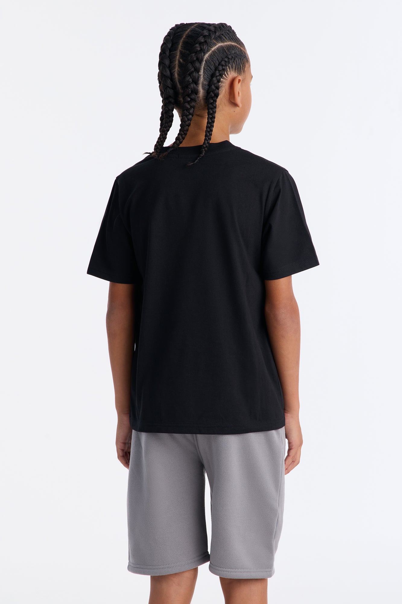 Mini Just Good Vibes Fleece Short Set - Black/Grey